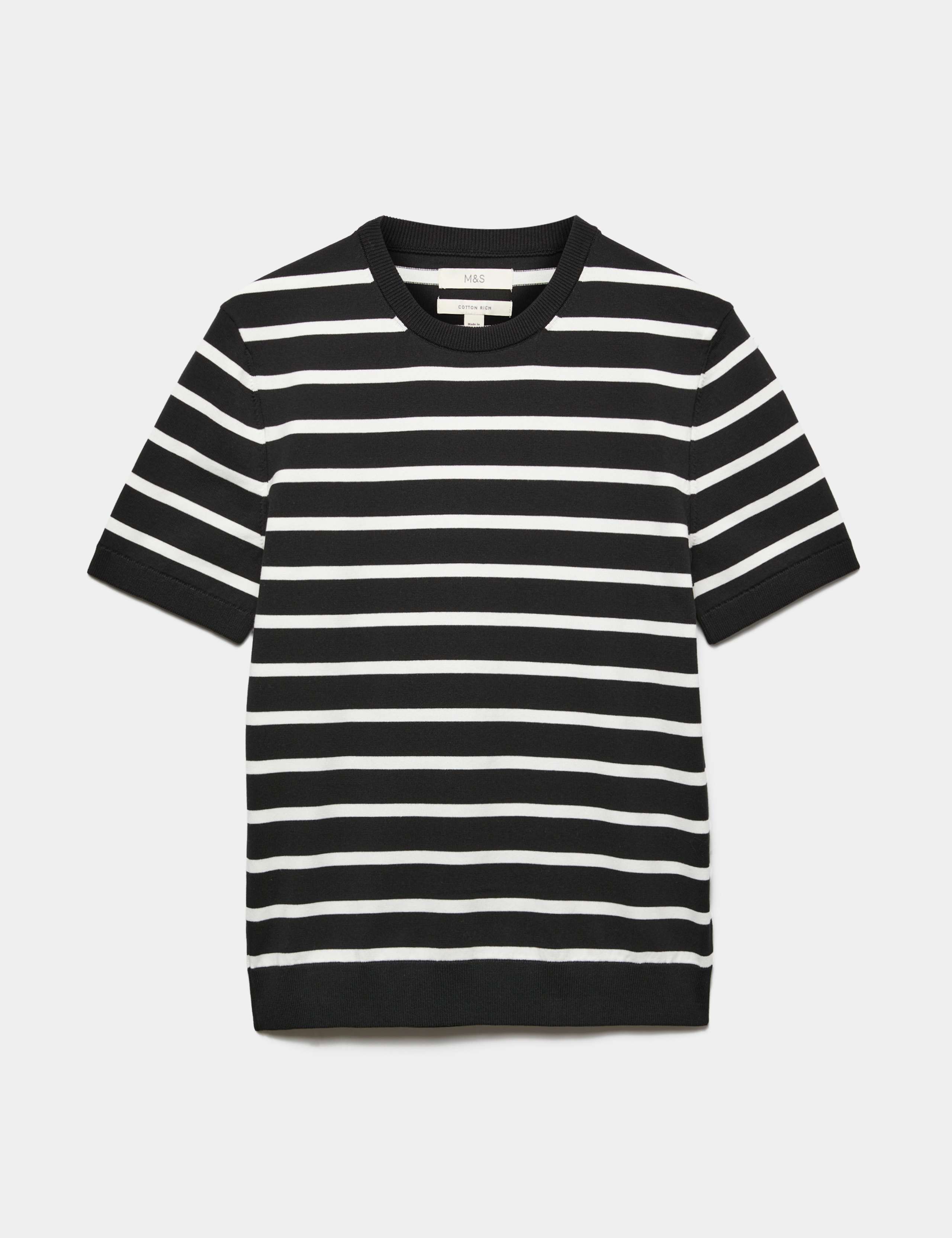 Cotton Rich Striped Knitted T-Shirt 2 of 5
