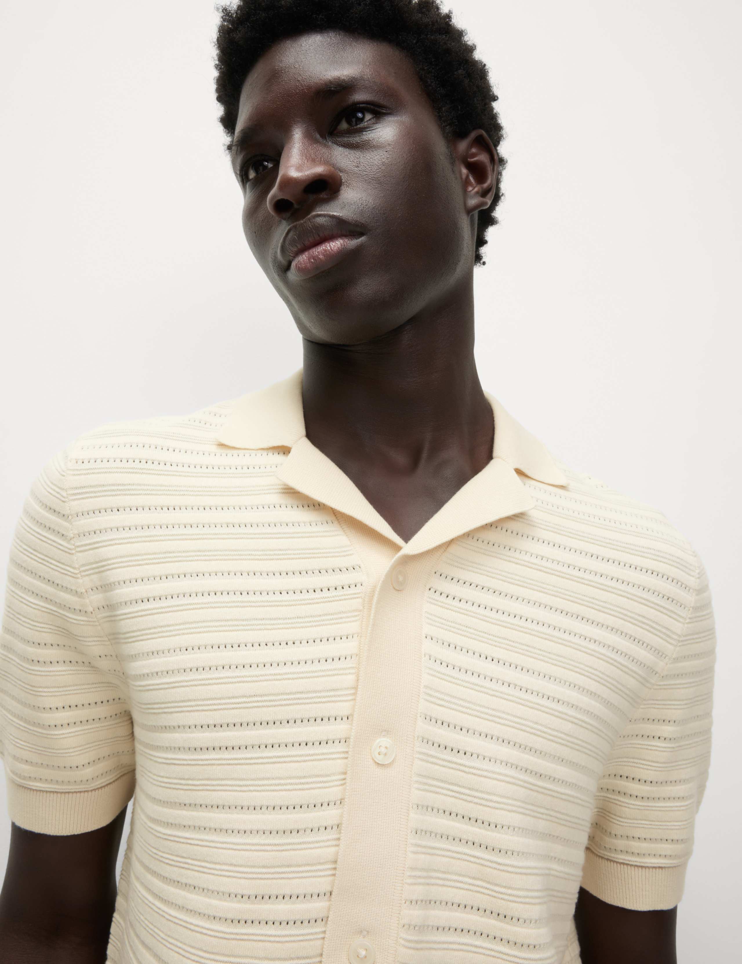 Cotton Rich Textured Knitted Polo Shirt 4 of 7