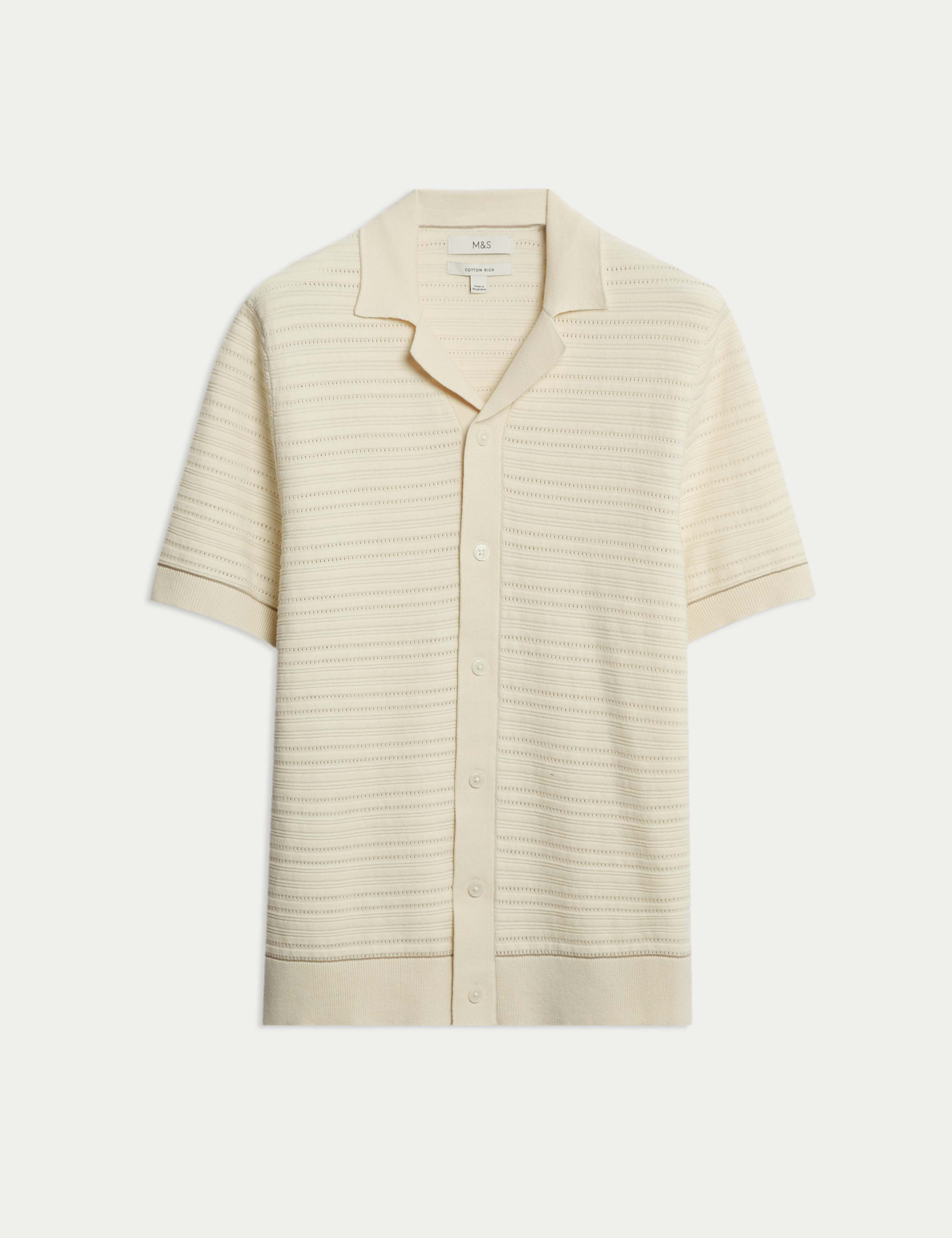 Cotton Rich Textured Knitted Polo Shirt 2 of 7