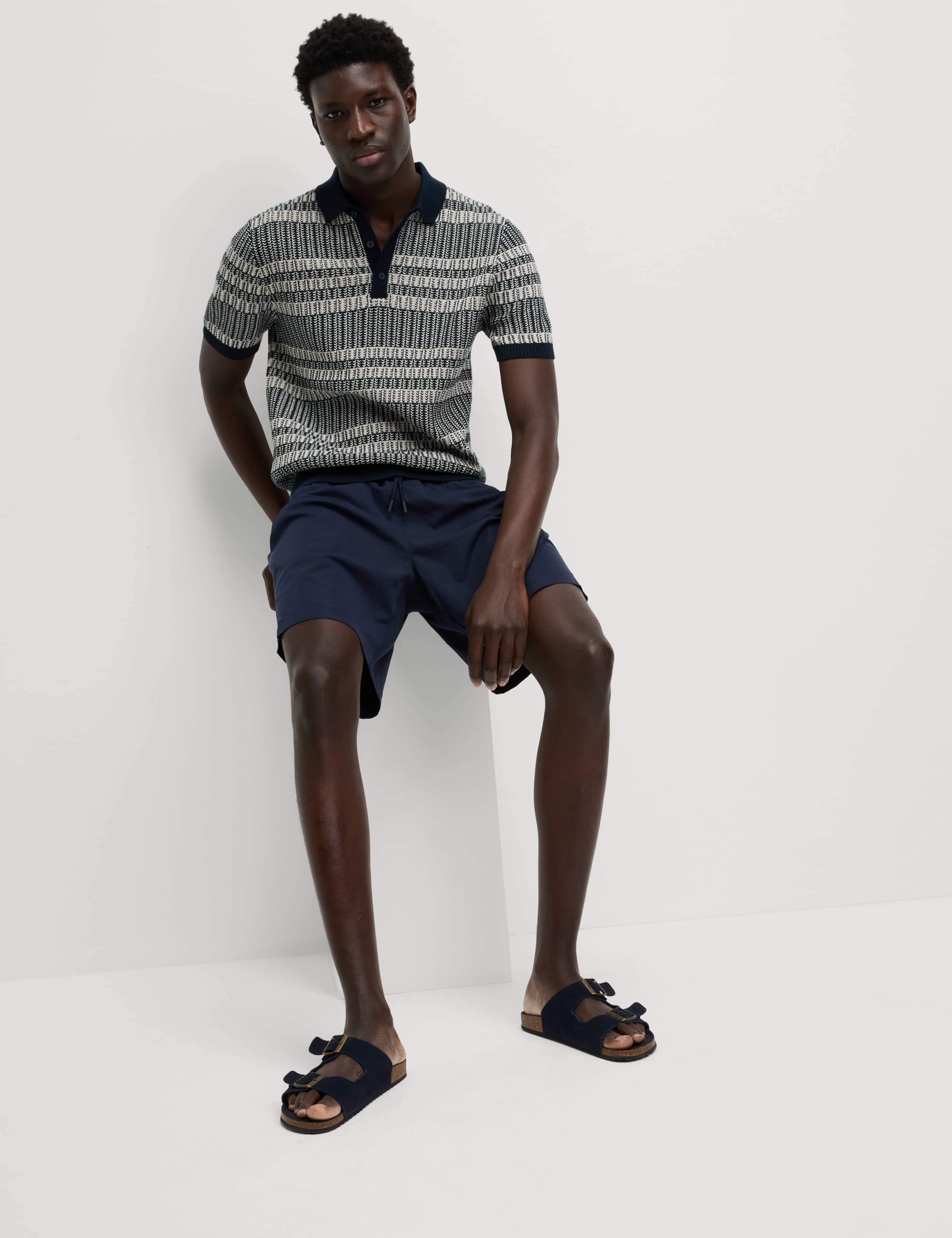 Pure Cotton Striped Knitted Polo Shirt 4 of 5