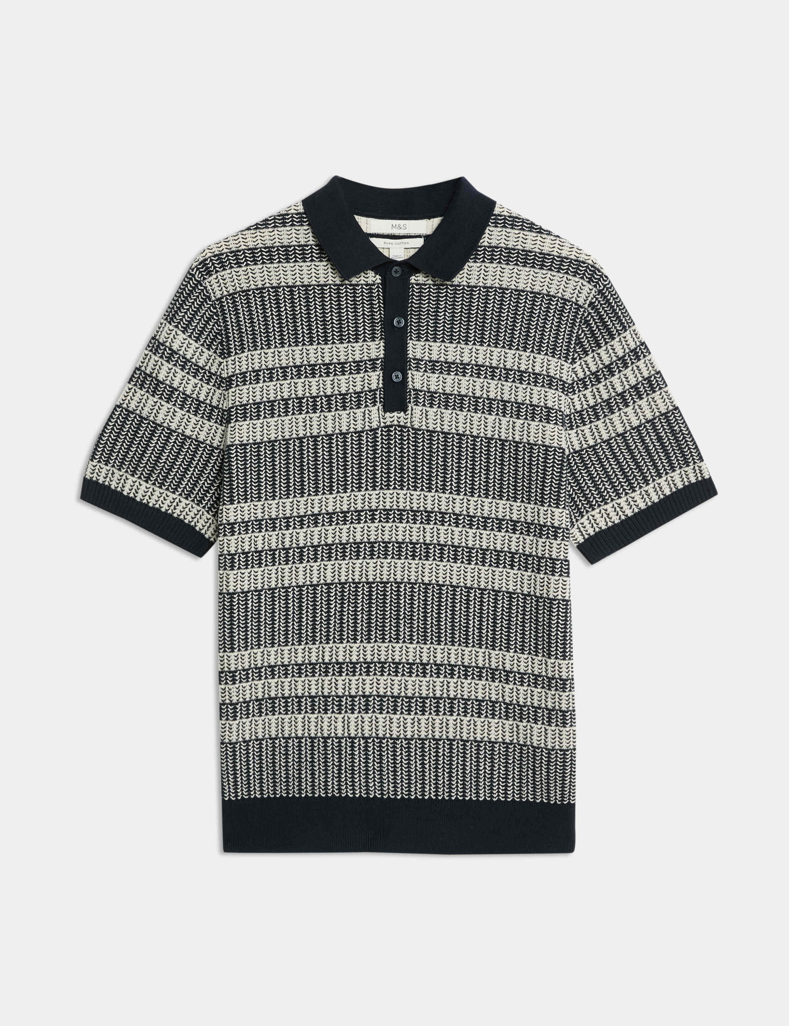 Pure Cotton Striped Knitted Polo Shirt 2 of 5