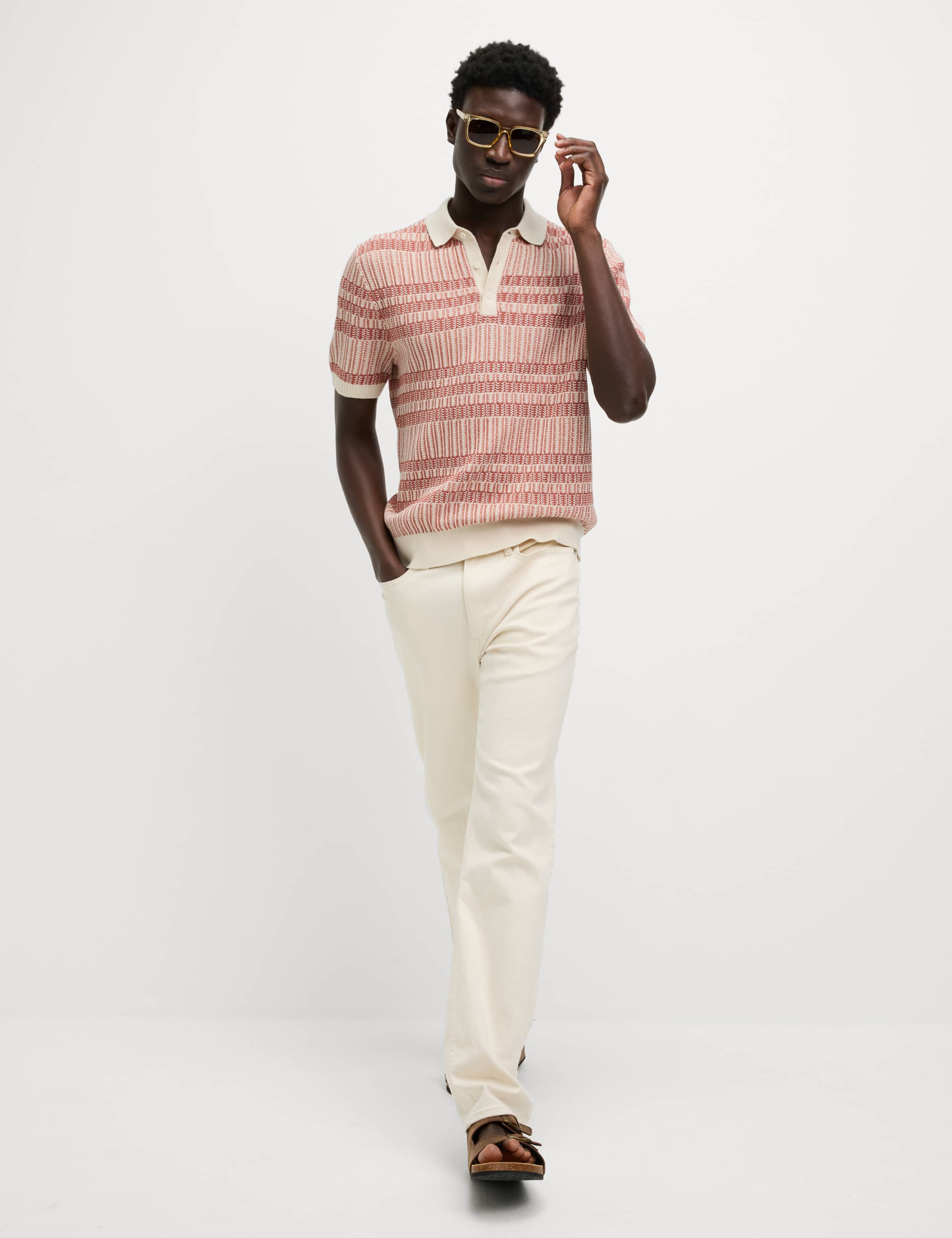 Pure Cotton Striped Knitted Polo Shirt 3 of 5