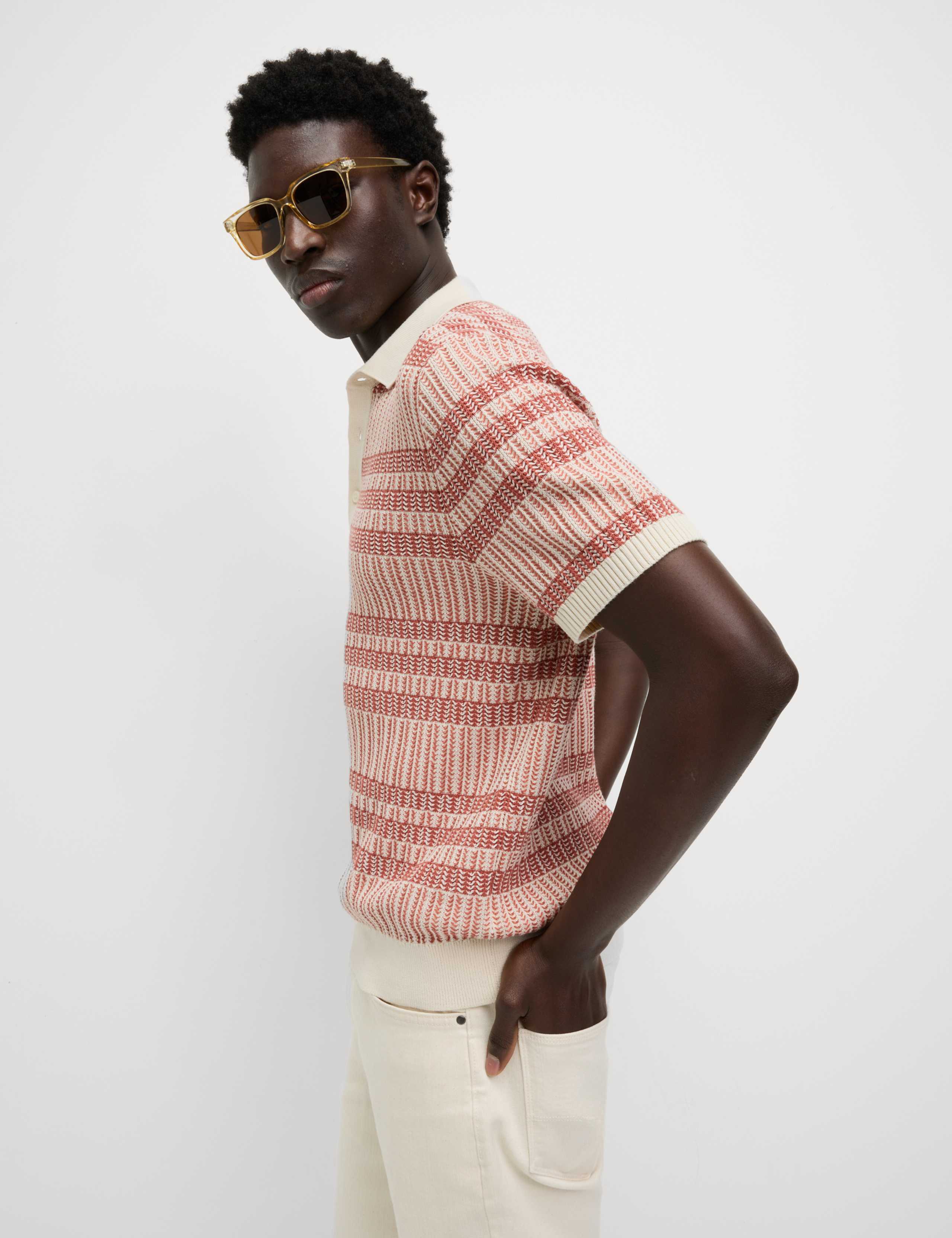 Pure Cotton Striped Knitted Polo Shirt 5 of 5