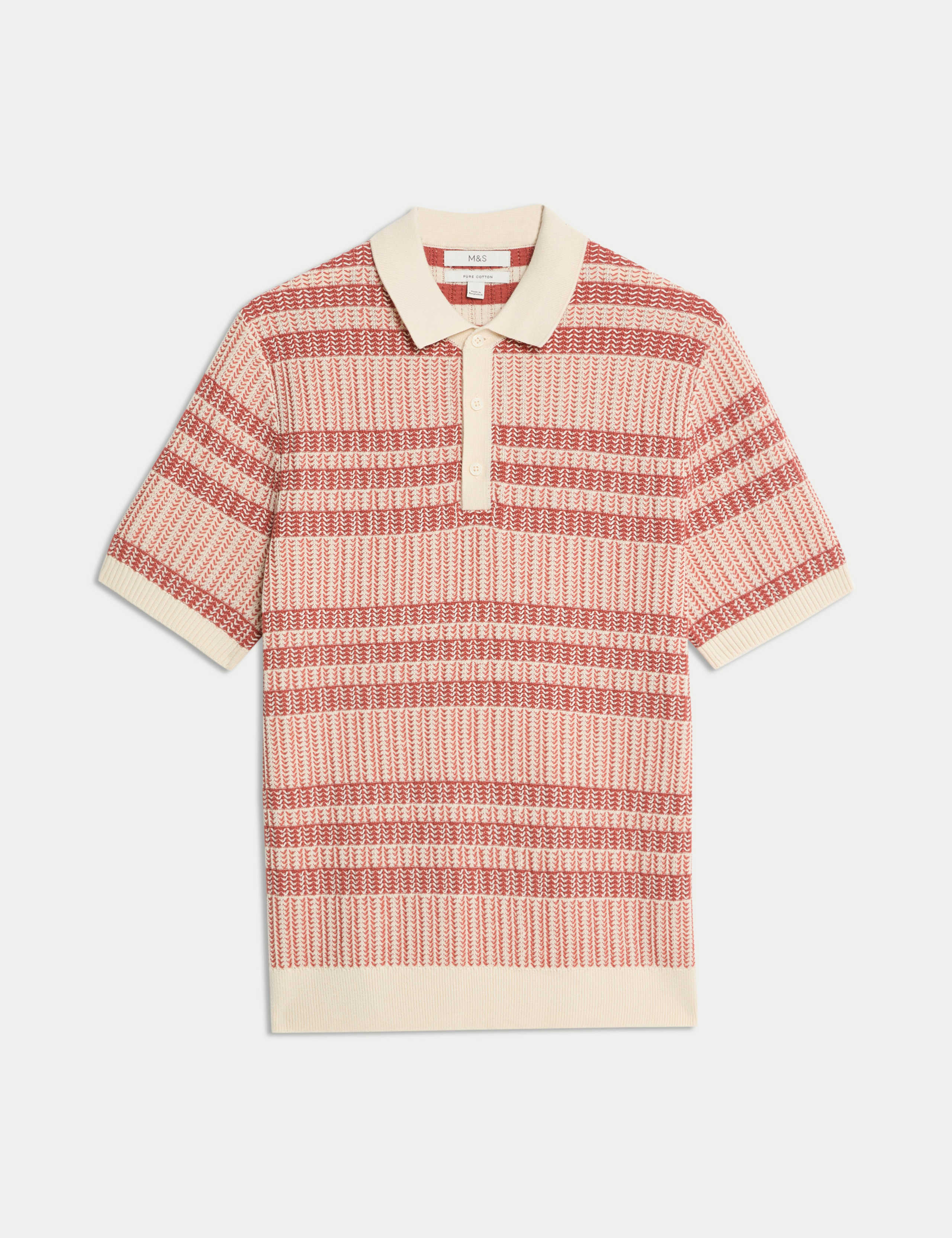 Pure Cotton Striped Knitted Polo Shirt 2 of 5