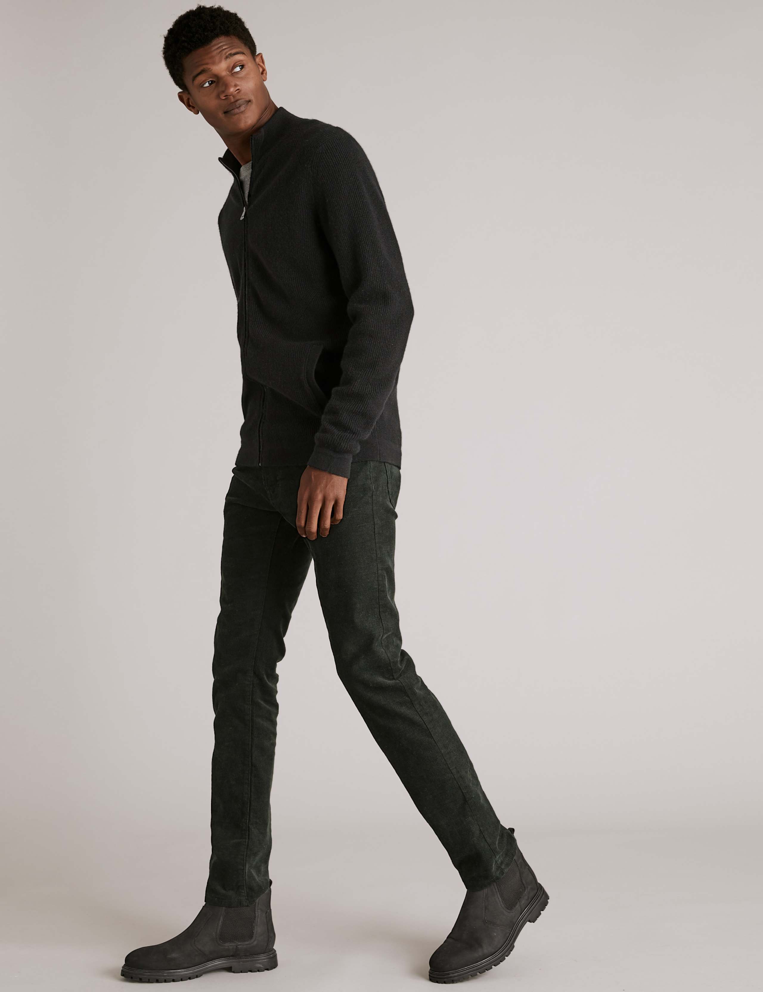 Pure Cashmere Textured Zip Up Cardigan 1 of 6