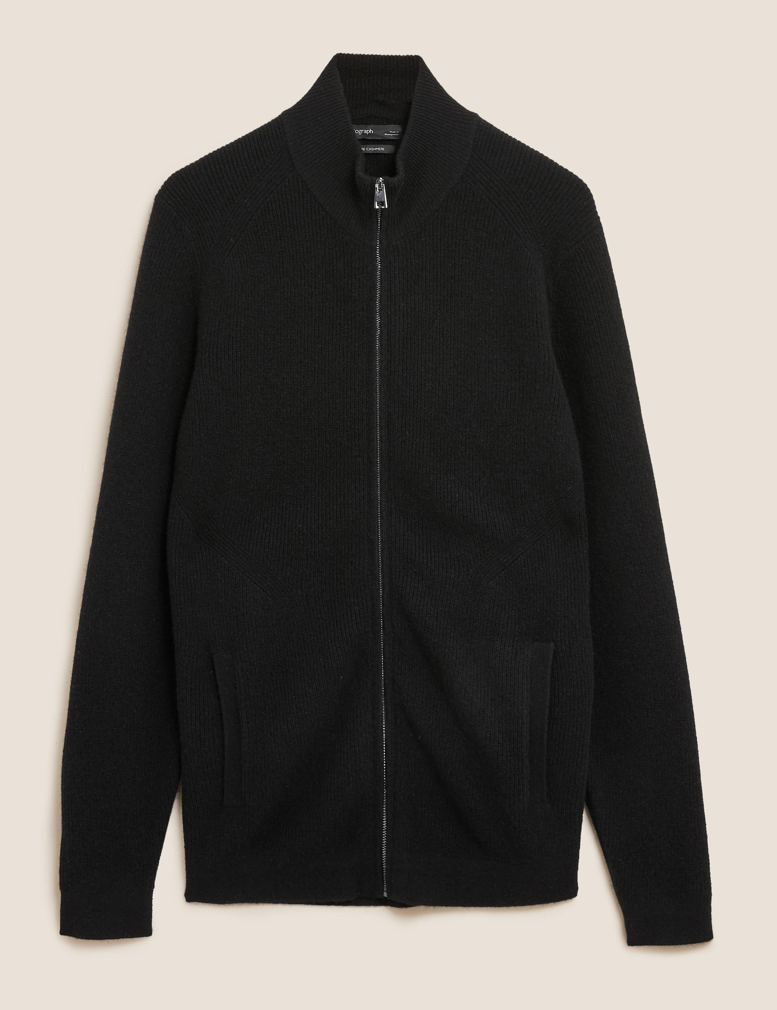 Pure Cashmere Textured Zip Up Cardigan 2 of 6