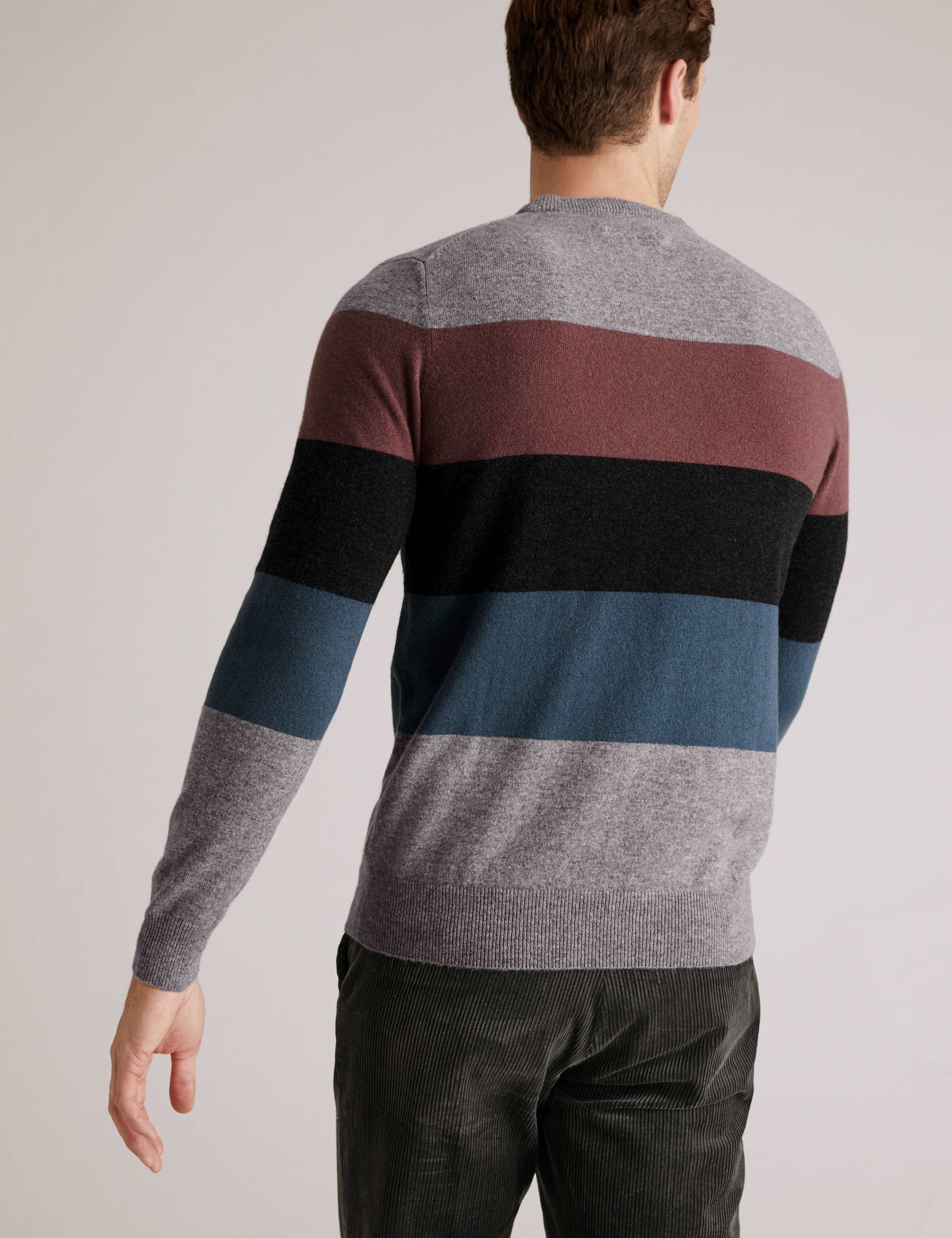 Pure Cashmere Striped Crew Neck Jumper 4 of 5