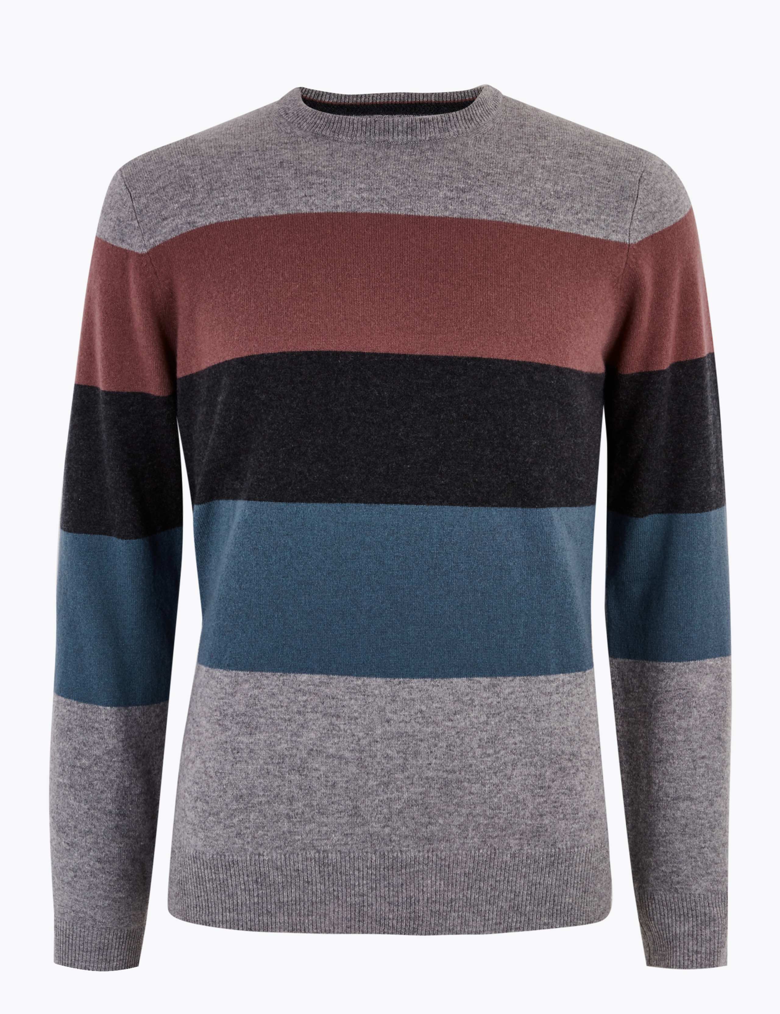 Pure Cashmere Striped Crew Neck Jumper 2 of 5