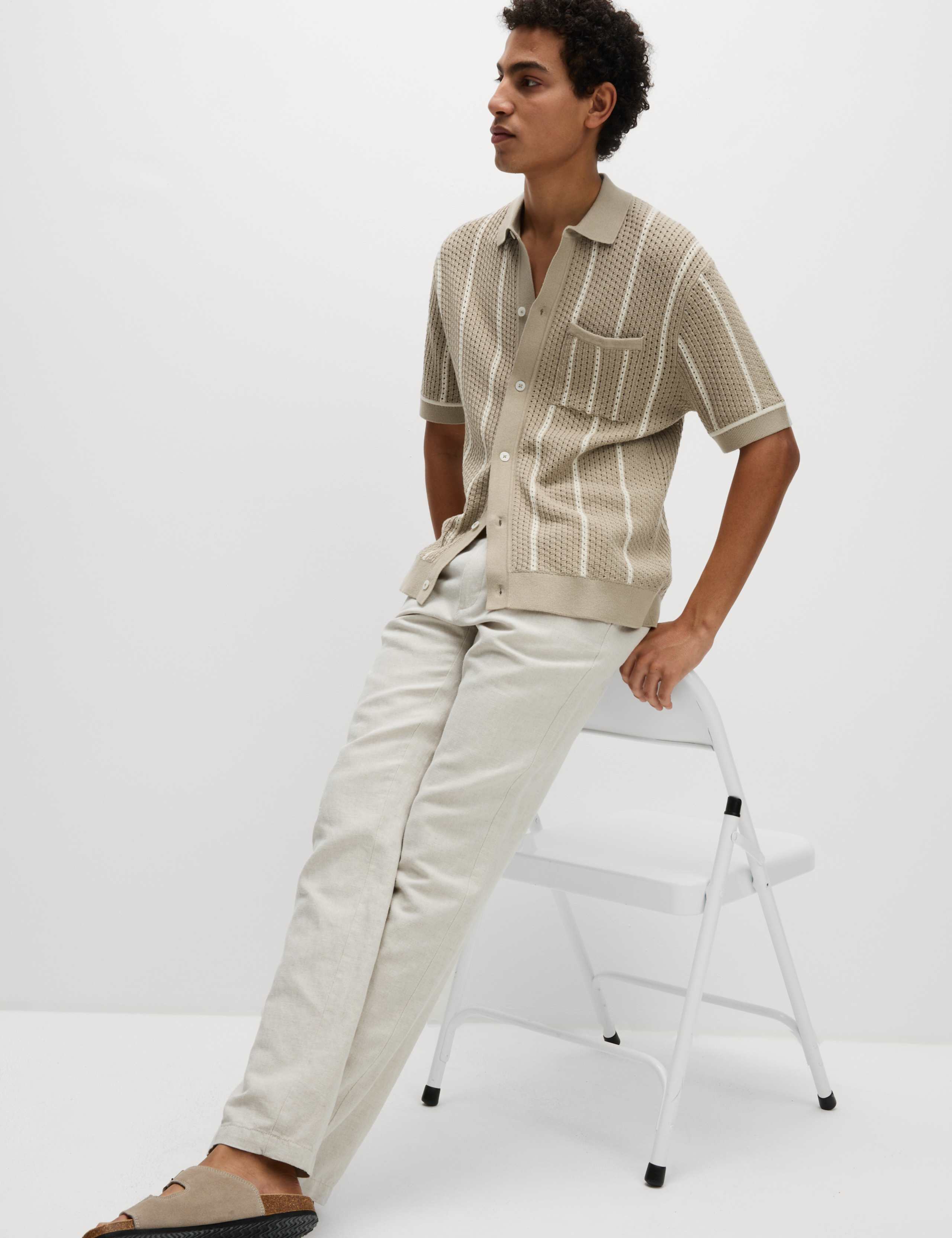 Pure Cotton Striped Knitted Polo Shirt 4 of 5