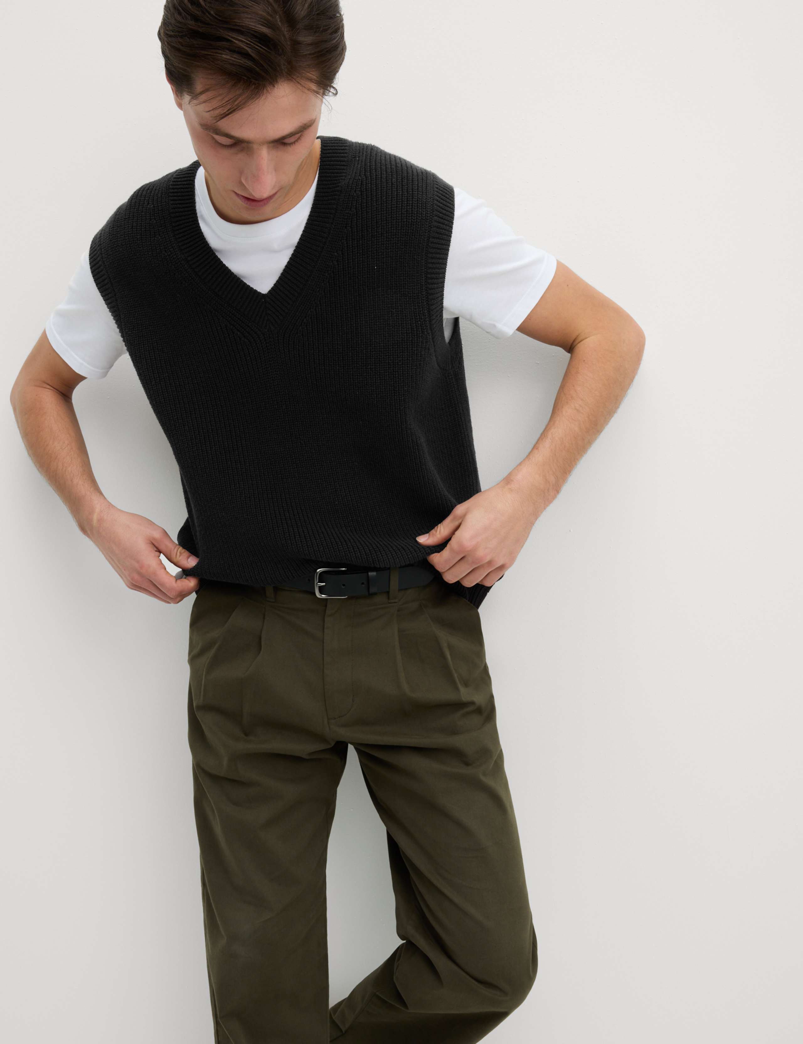 Pure Cotton Ribbed Knitted Vest 3 of 6