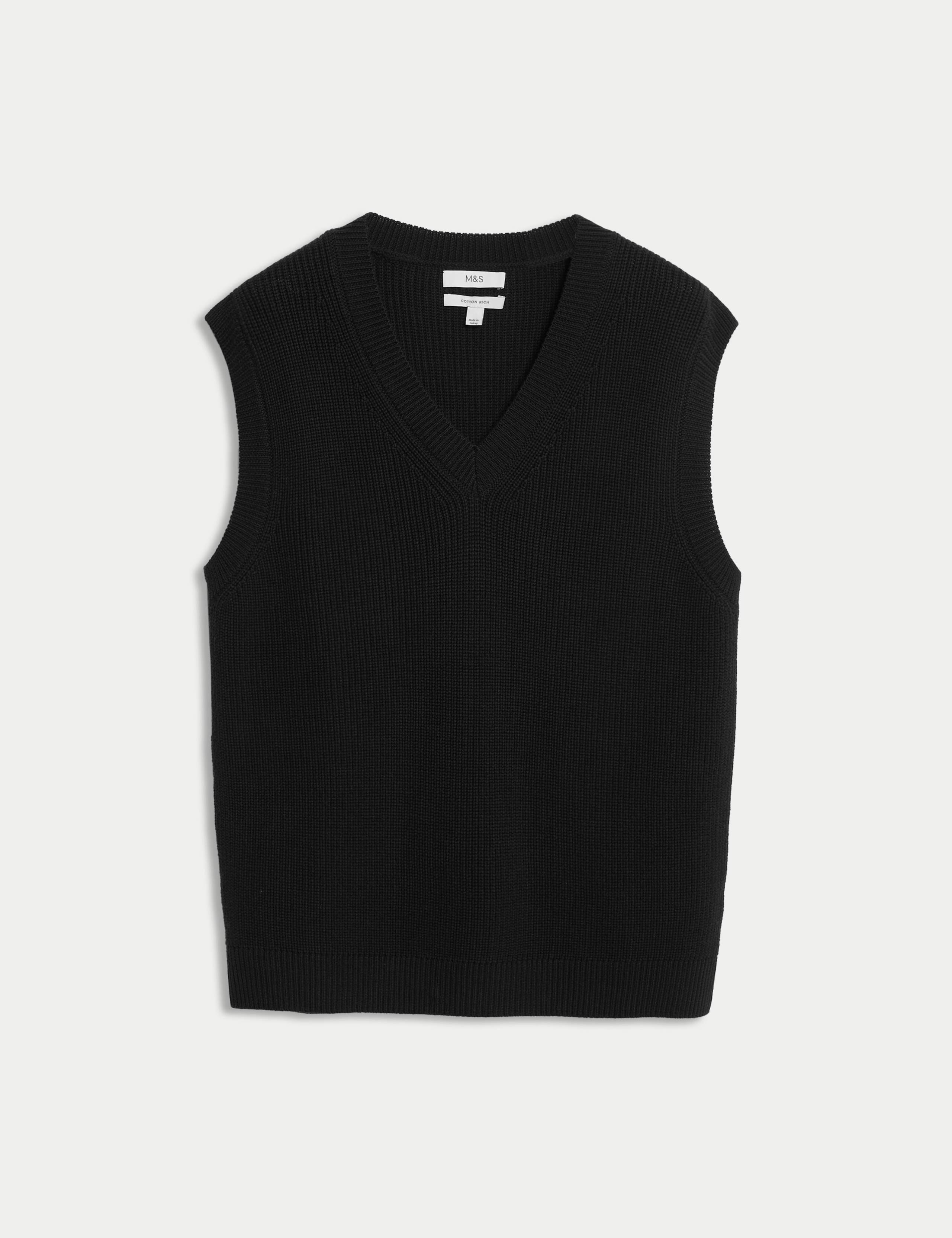 Pure Cotton Ribbed Knitted Vest 2 of 6