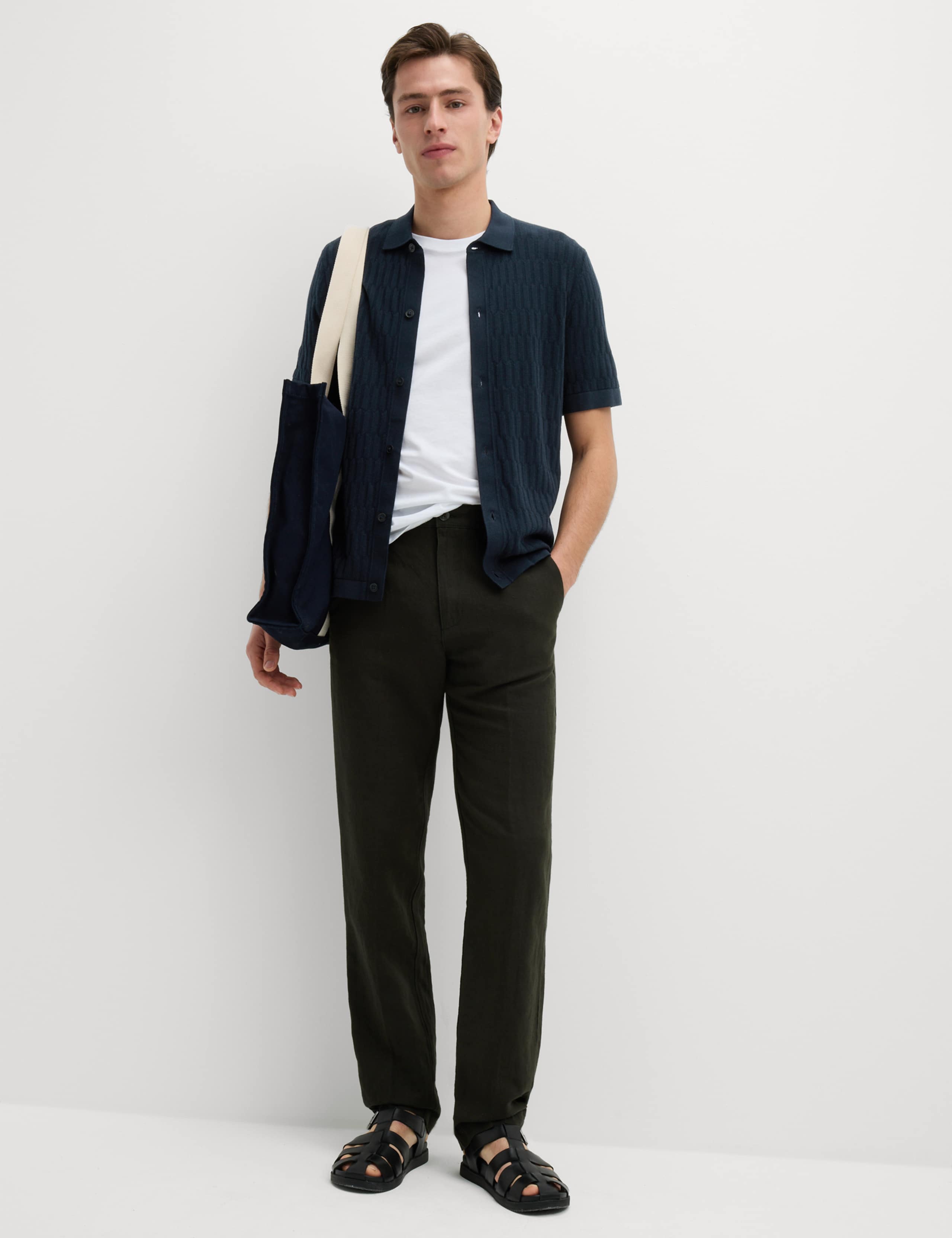 Cotton Rich Textured Knitted Polo Shirt 3 of 7