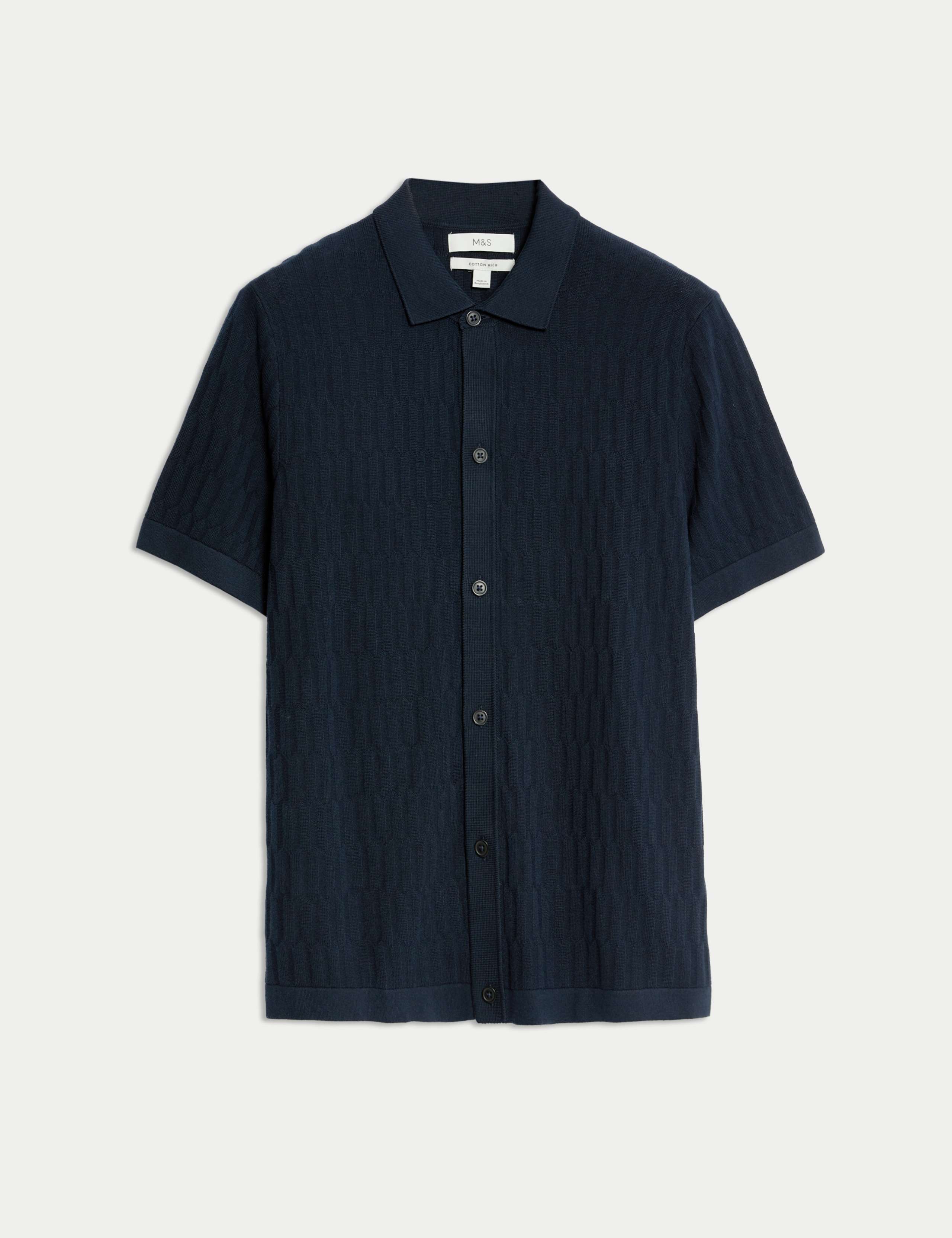 Cotton Rich Textured Knitted Polo Shirt 2 of 7