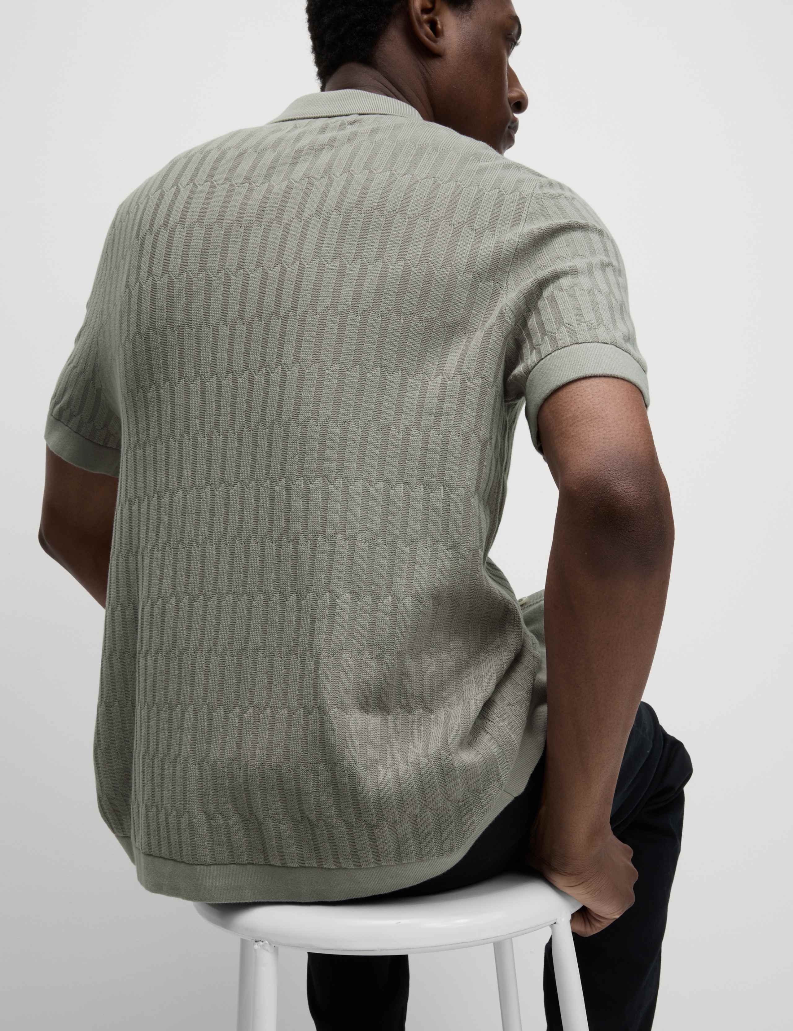 Cotton Rich Textured Knitted Polo Shirt 4 of 6