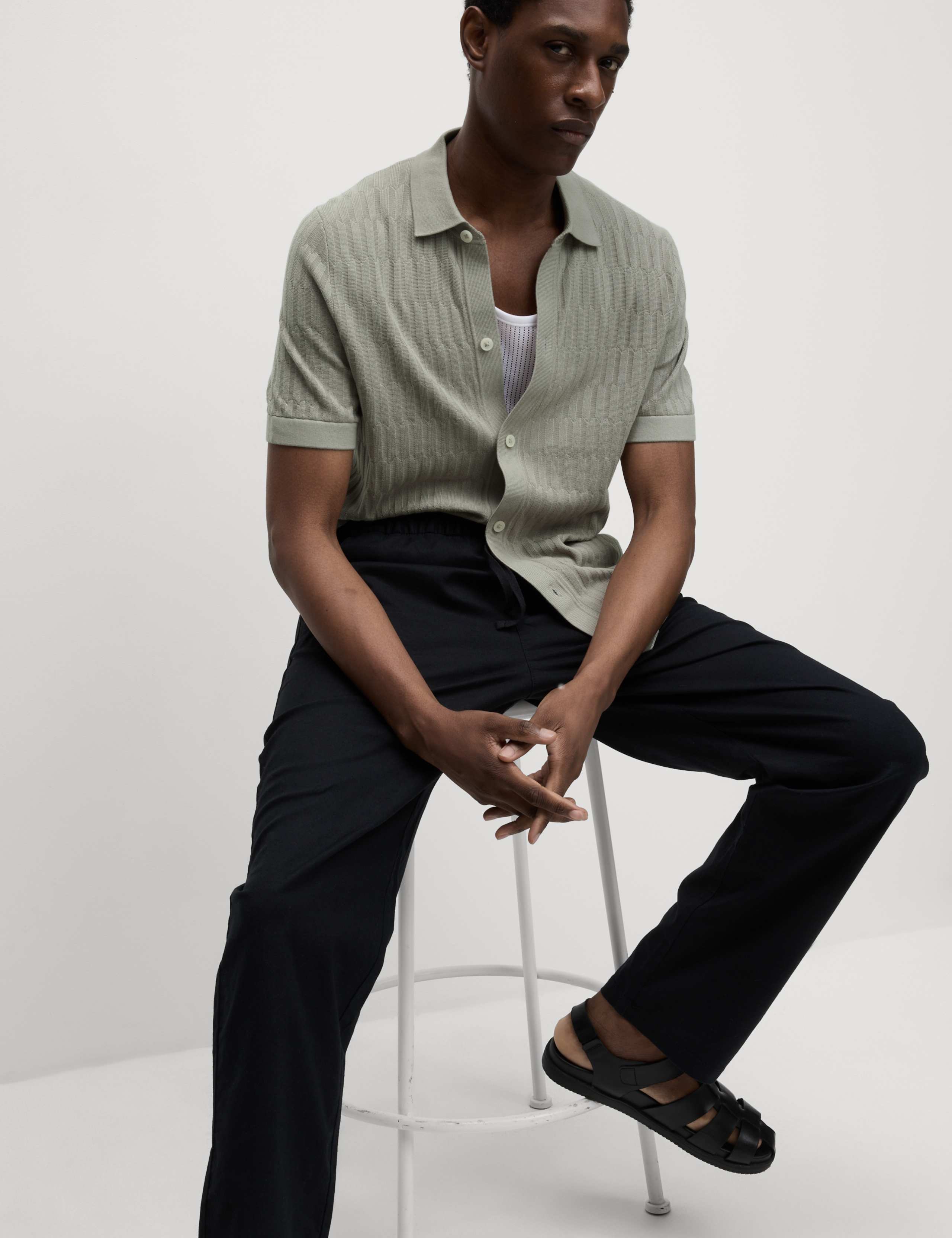 Cotton Rich Textured Knitted Polo Shirt 5 of 6