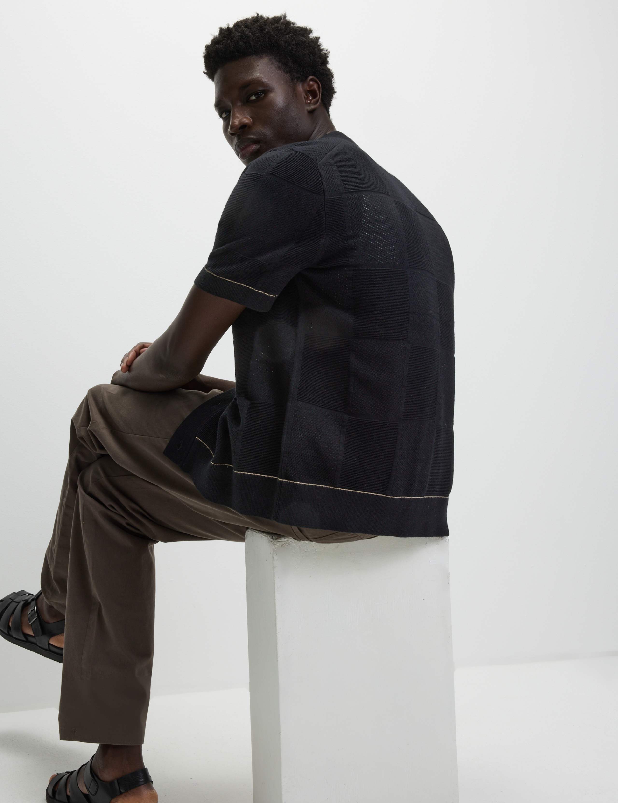 Button-Through Patchwork Knitted Polo Shirt 5 of 6