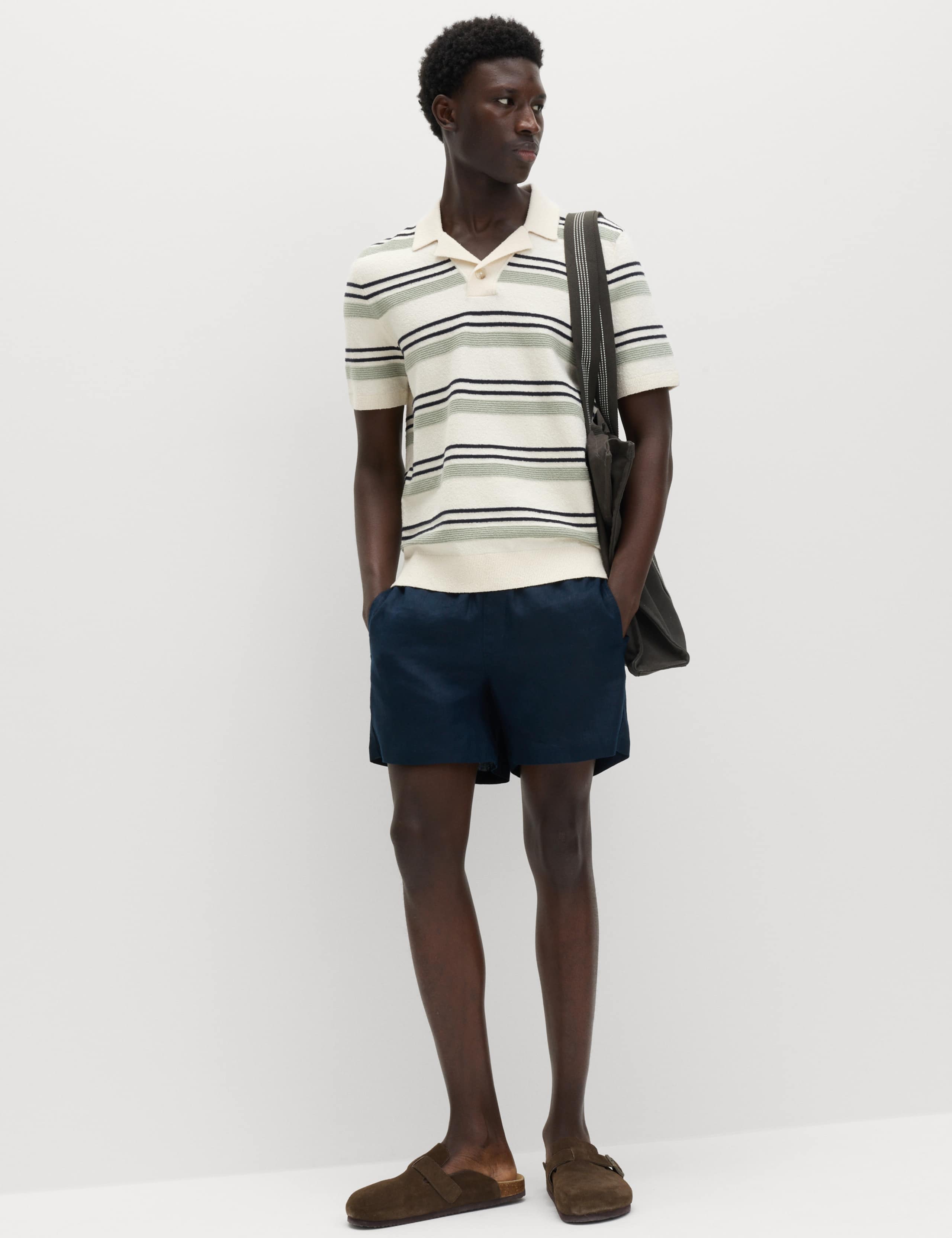 Cotton Rich Bold Striped Boucle Polo Shirt 5 of 6