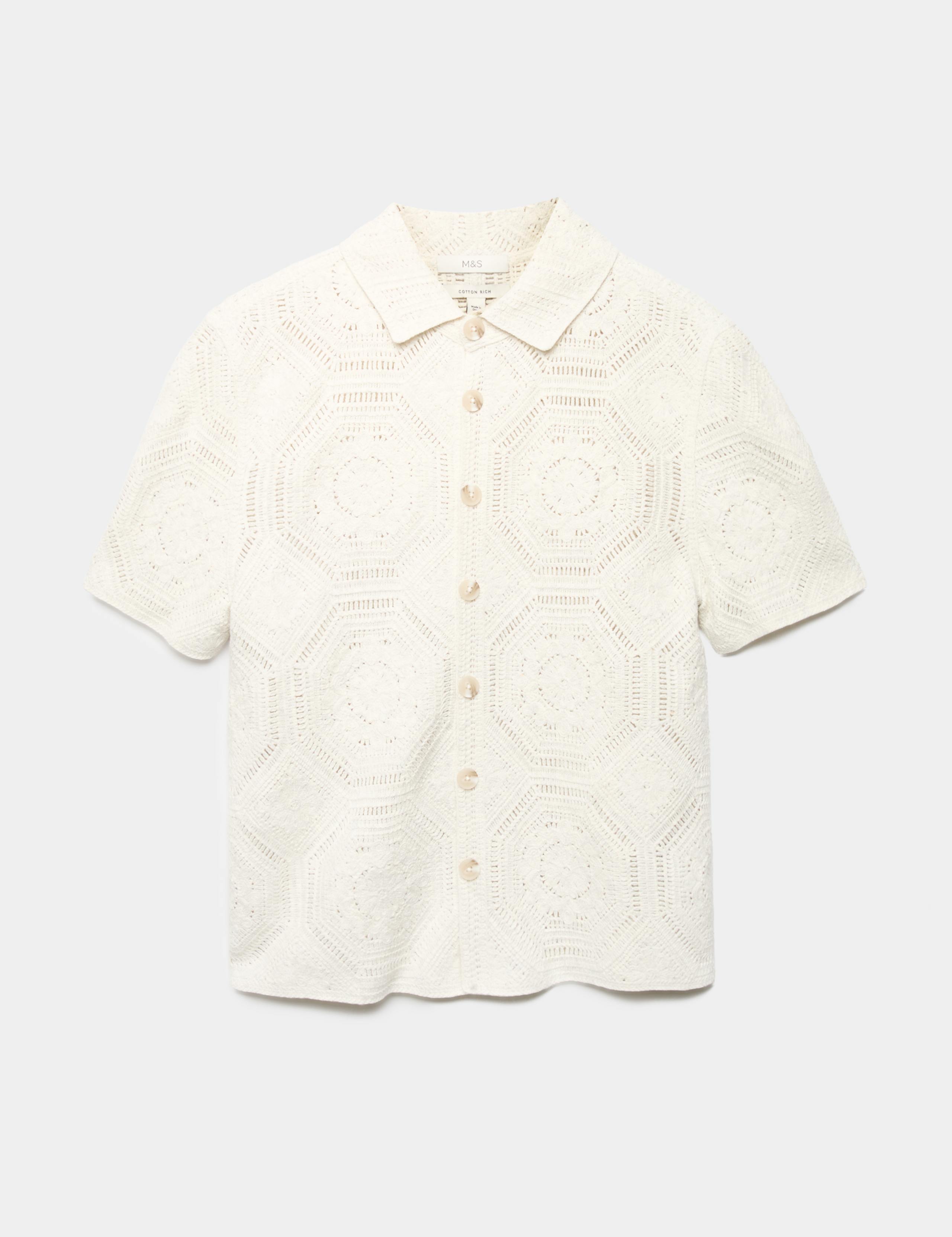 Cotton Rich Button Through Knitted Polo Shirt 2 of 6