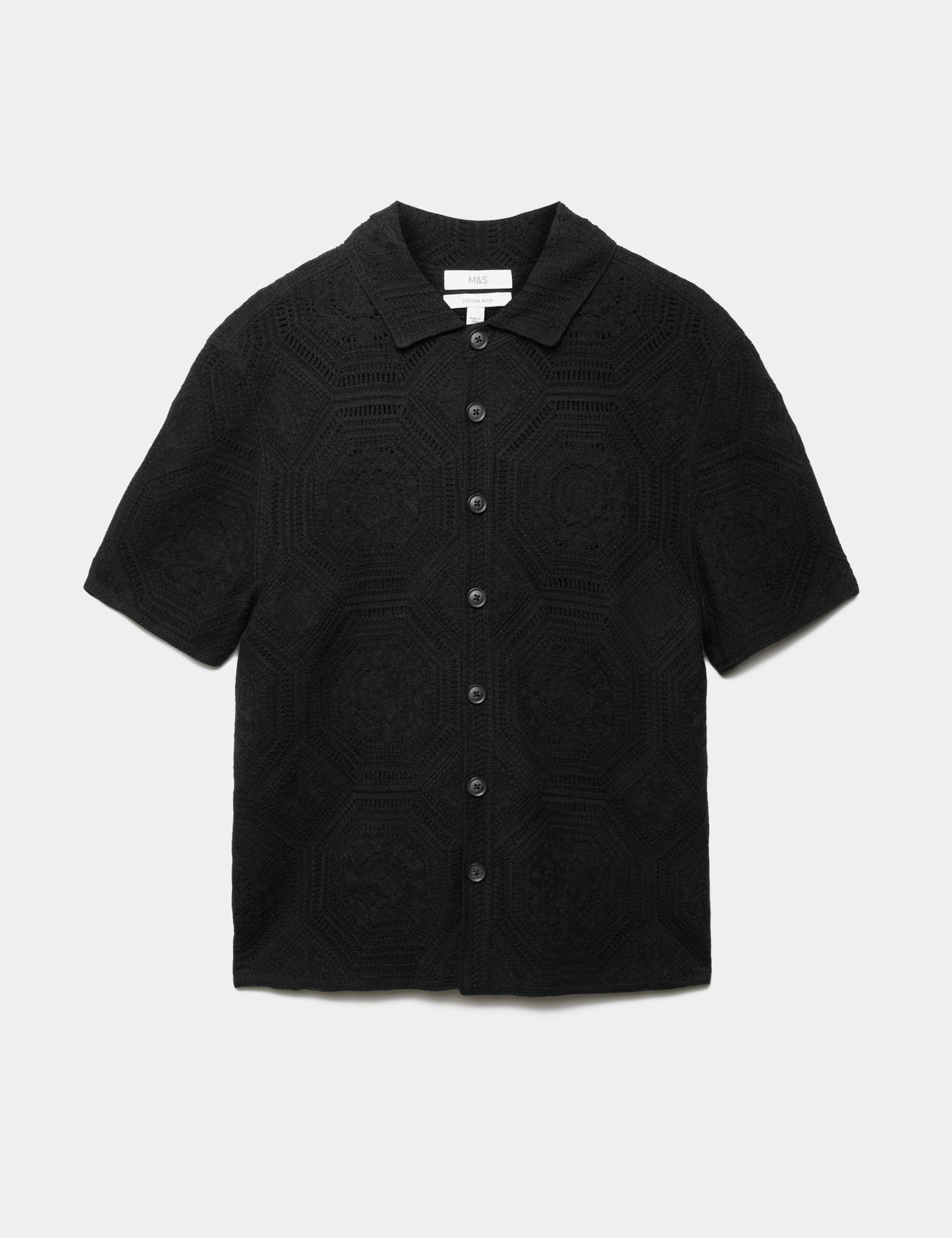 Cotton Rich Button Through Knitted Polo Shirt 2 of 6