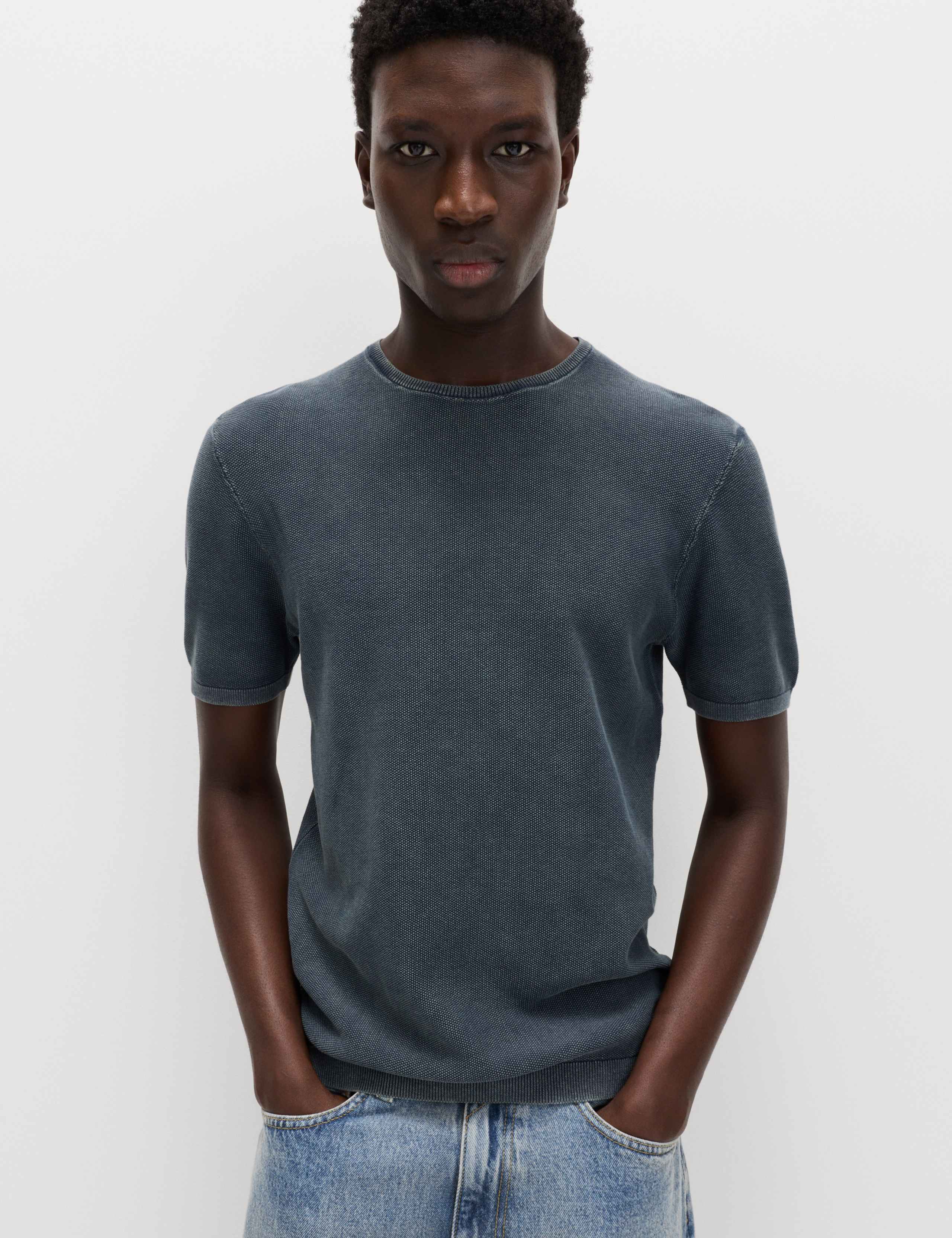 Pure Cotton Garment Dyed Knitted T-Shirt 1 of 5