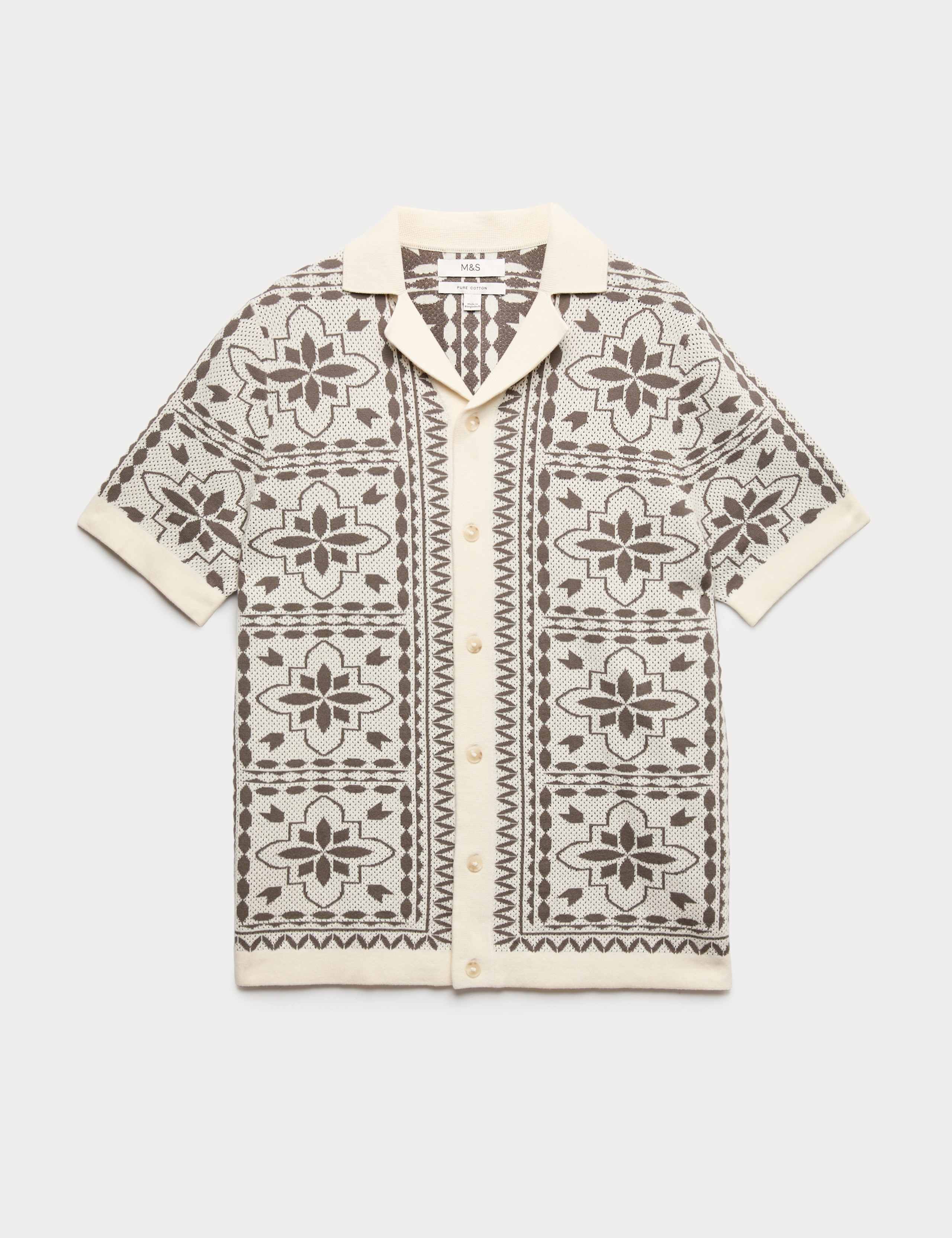 Pure Cotton Mosaic Button-Through Polo Shirt 2 of 6