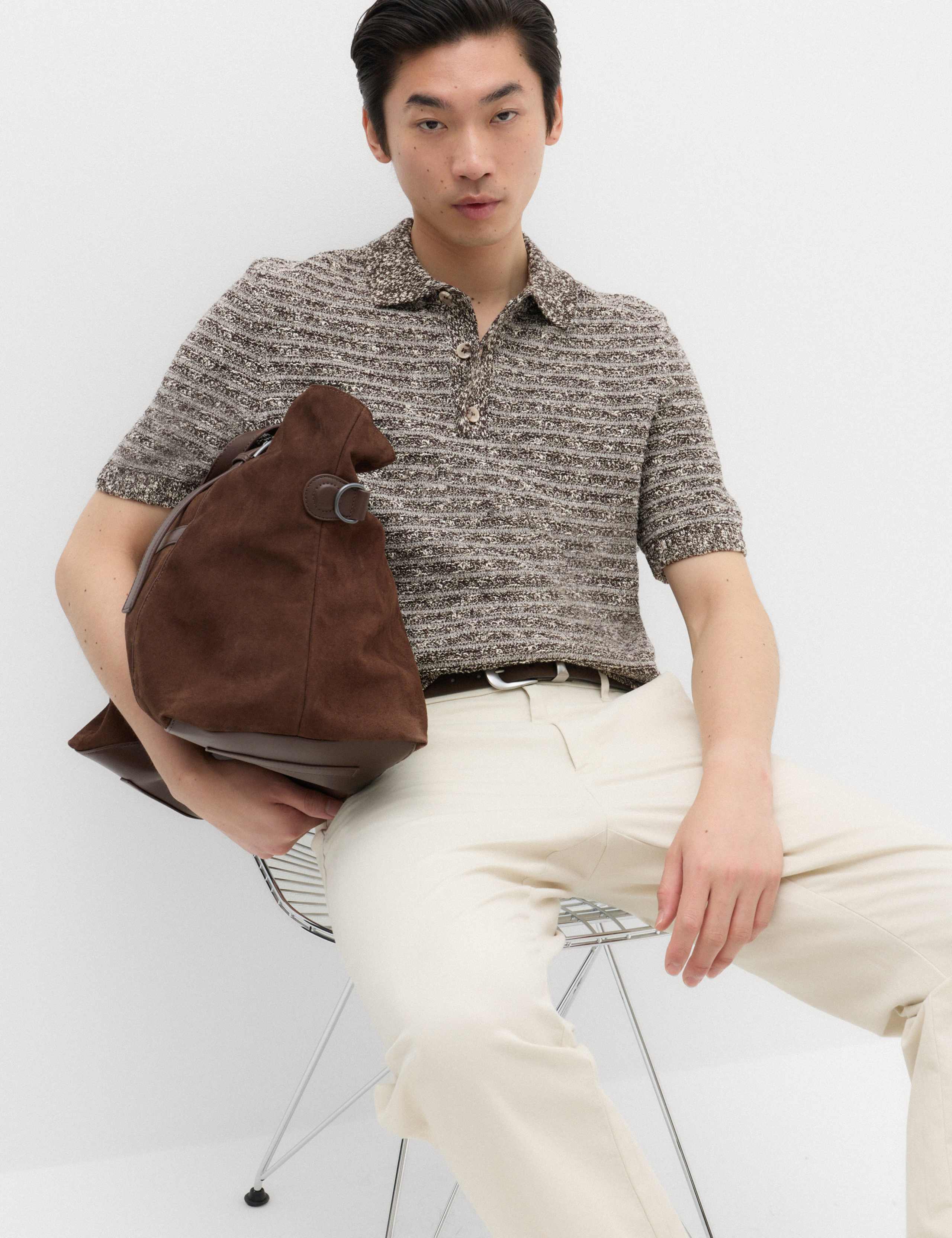 Cotton Rich Textured Knitted Polo Shirt 5 of 6