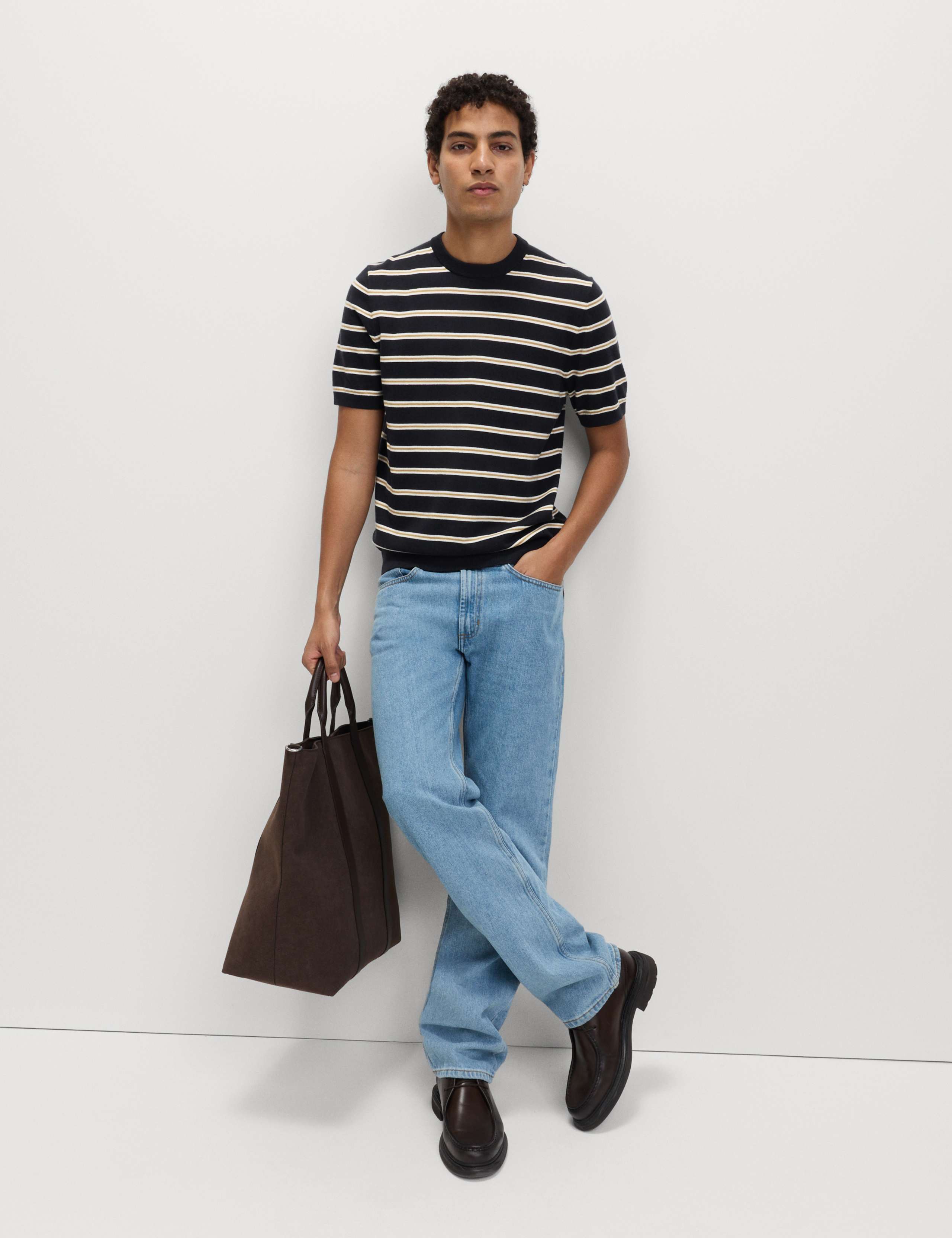 Cotton Rich Striped Knitted T-Shirt 3 of 5