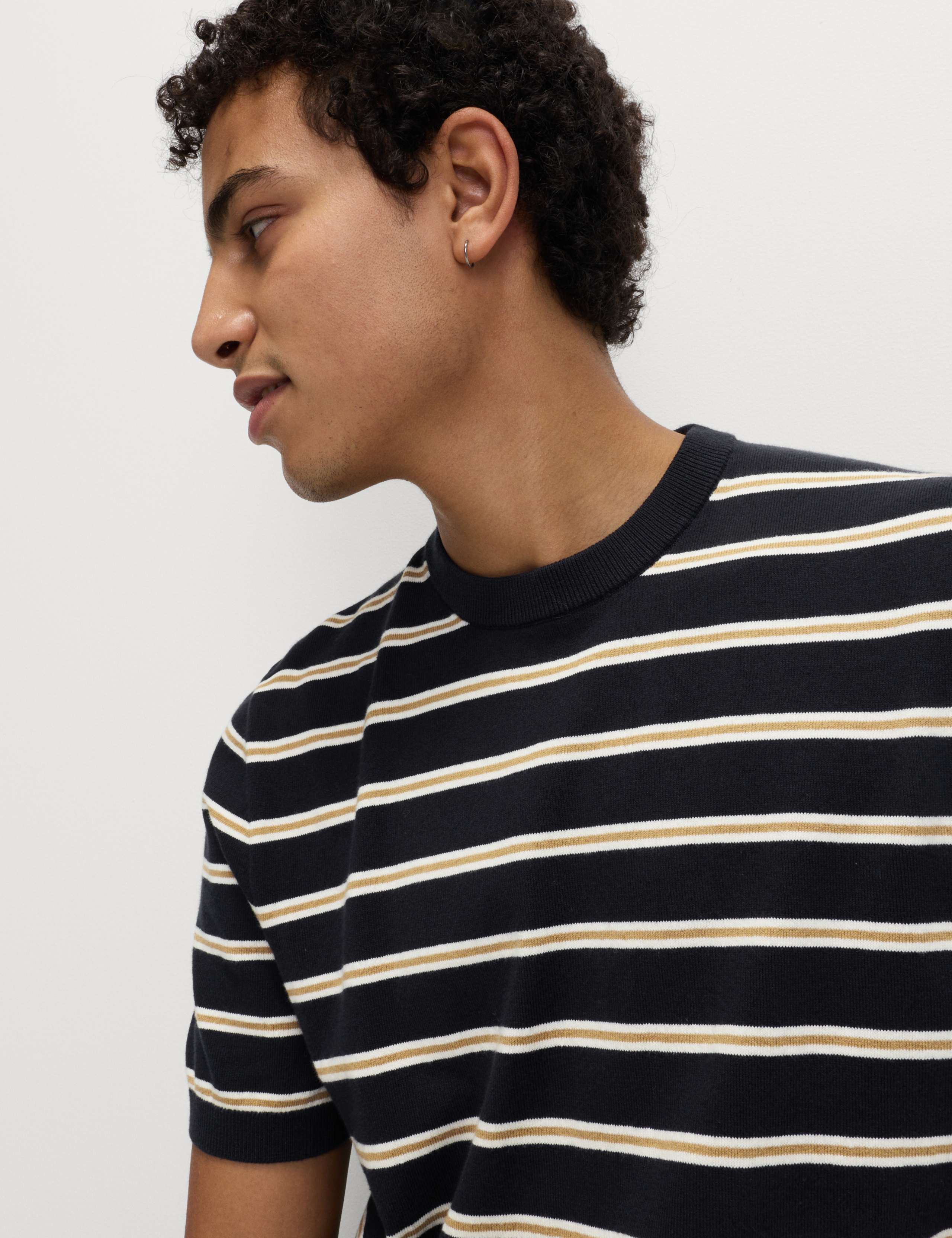 Cotton Rich Striped Knitted T-Shirt 4 of 5