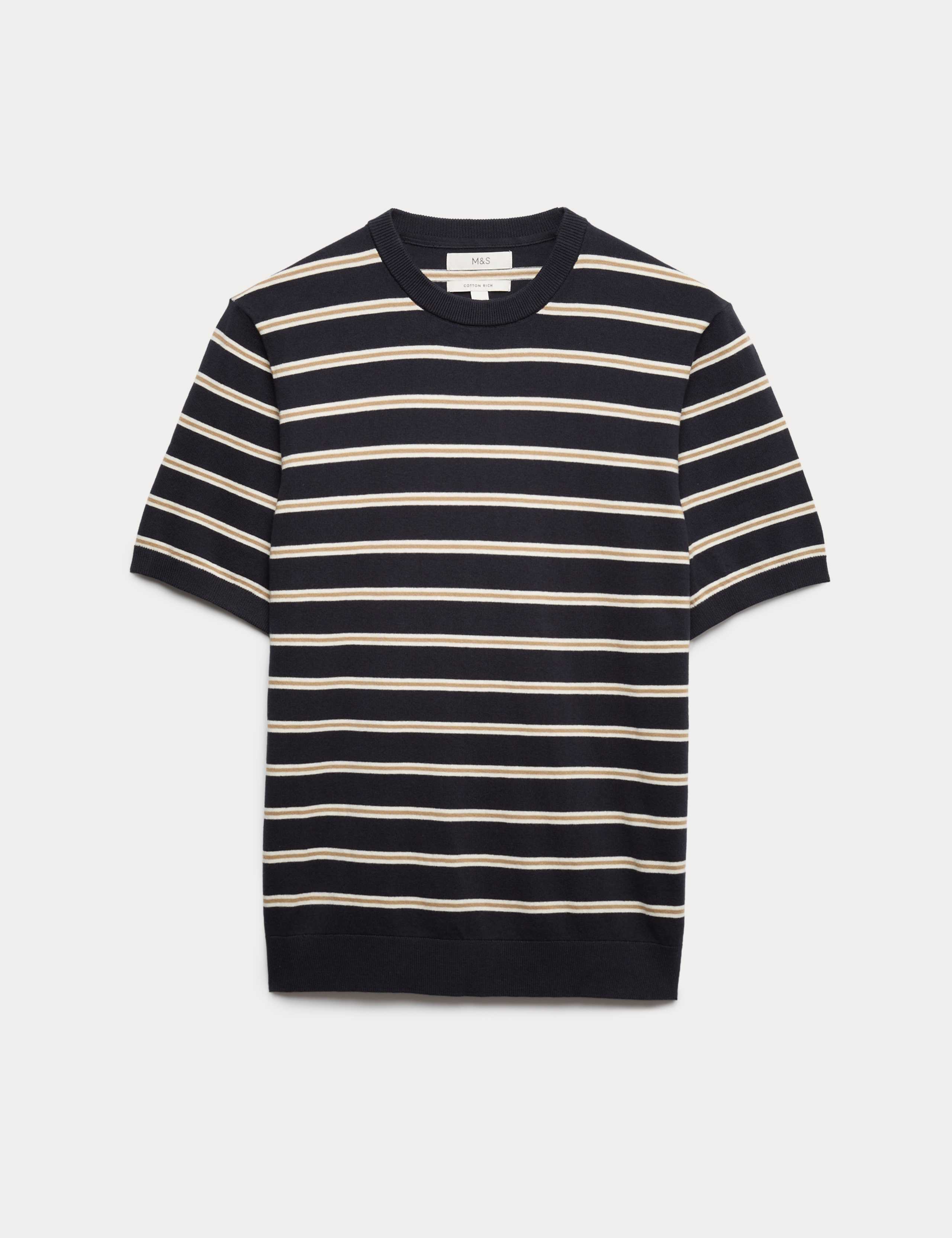Cotton Rich Striped Knitted T-Shirt 2 of 5