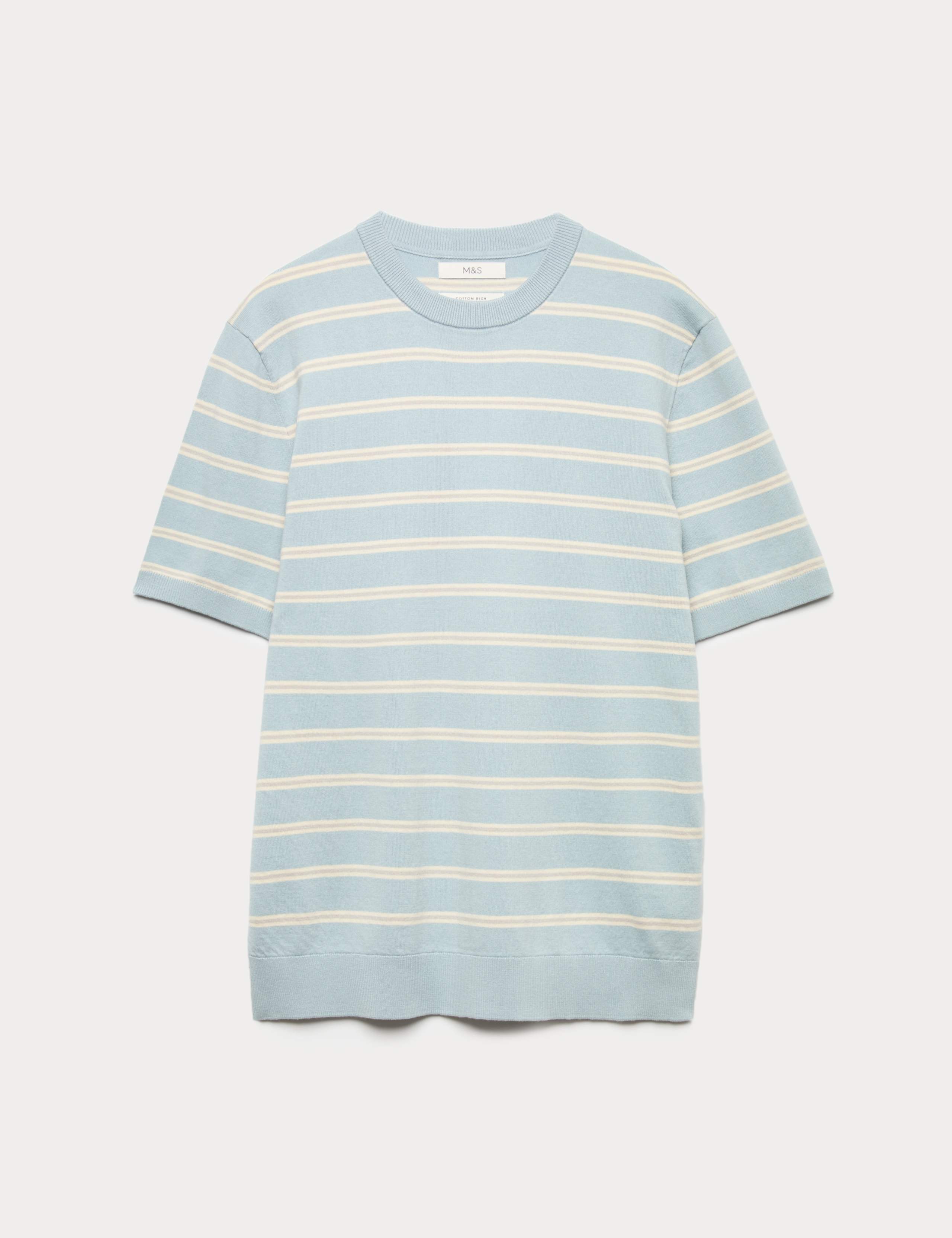 Cotton Rich Striped Knitted T-Shirt 2 of 6
