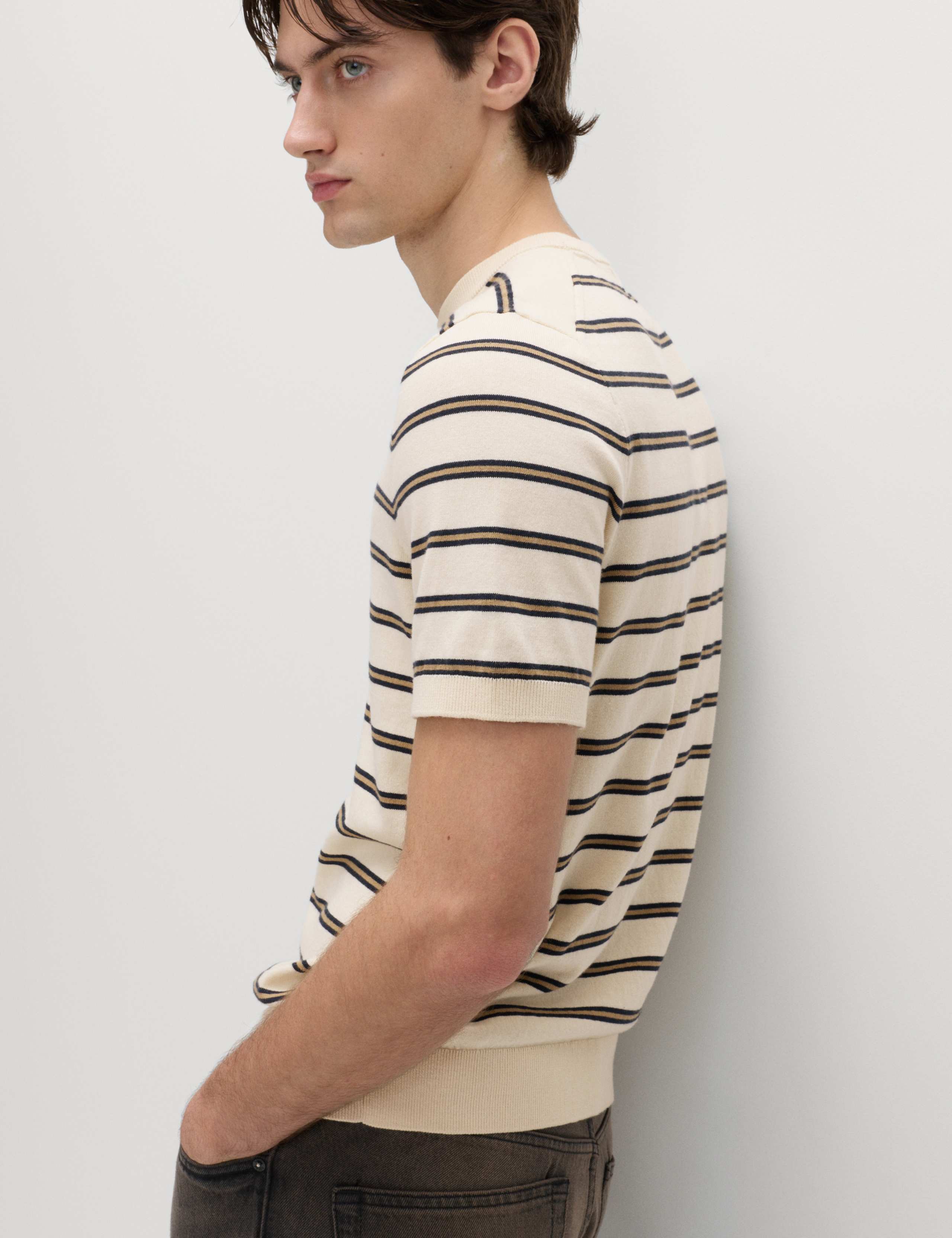 Cotton Rich Striped Knitted T-Shirt 5 of 6