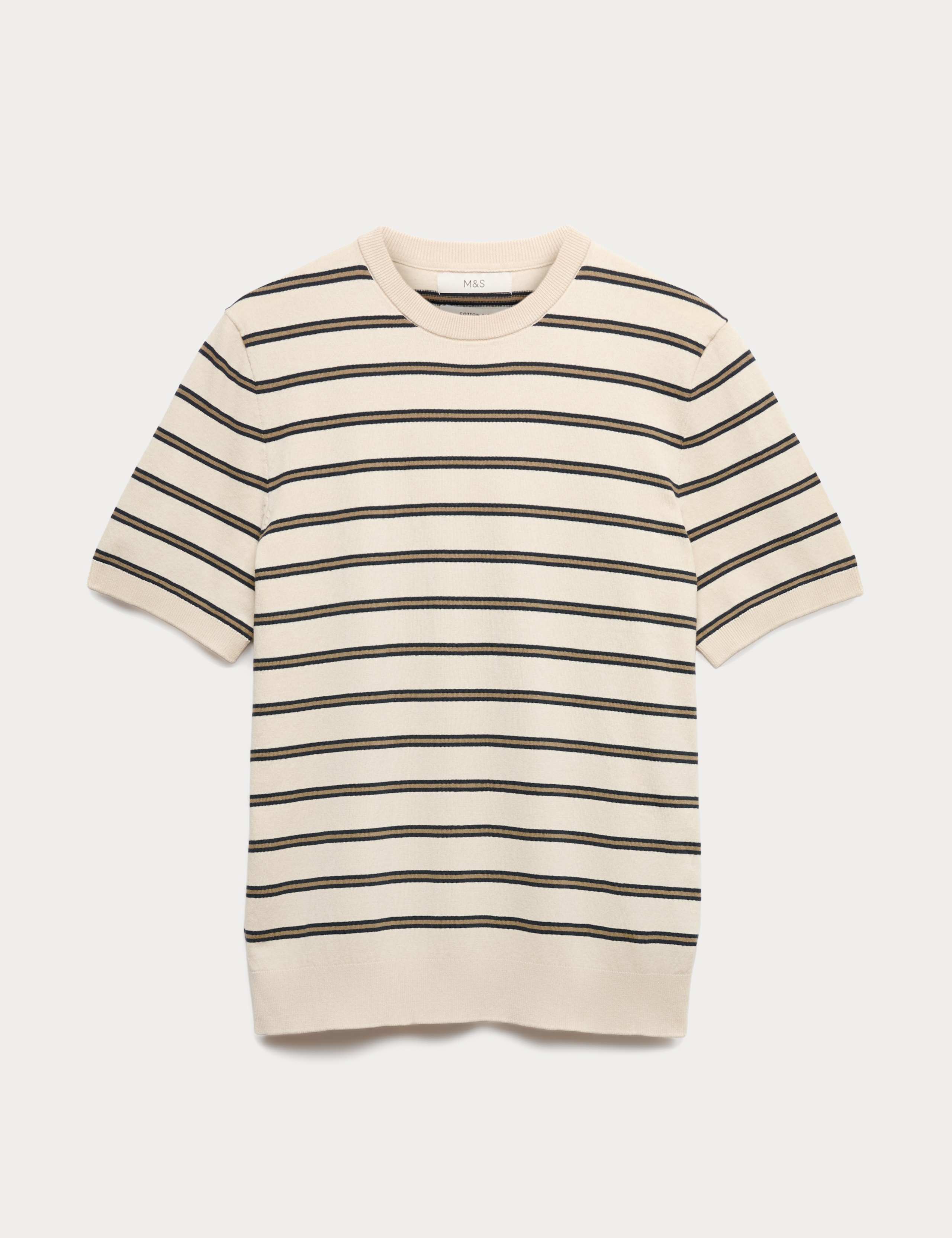 Cotton Rich Striped Knitted T-Shirt 2 of 6