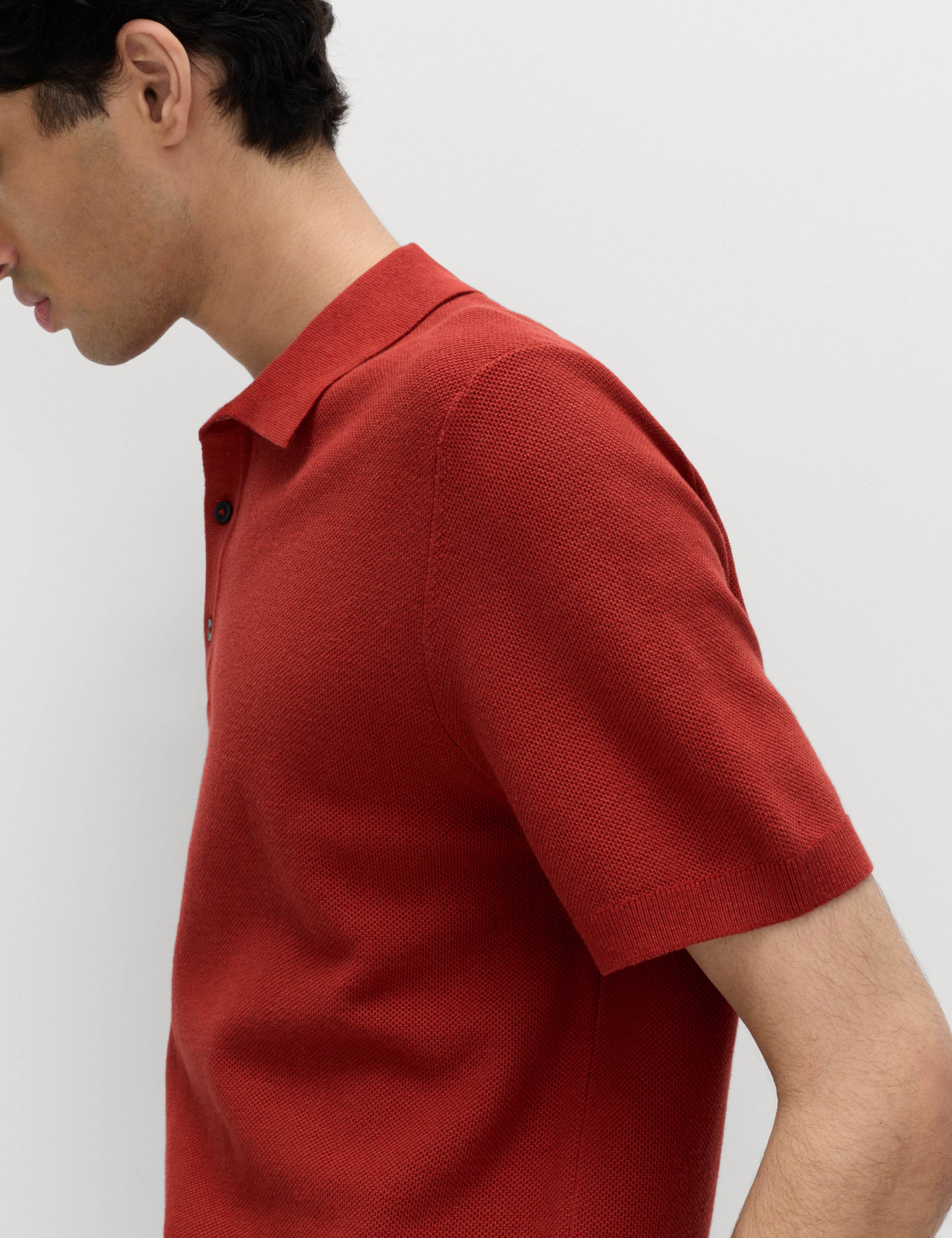 Cotton Rich Textured Knitted Polo Shirt 3 of 5