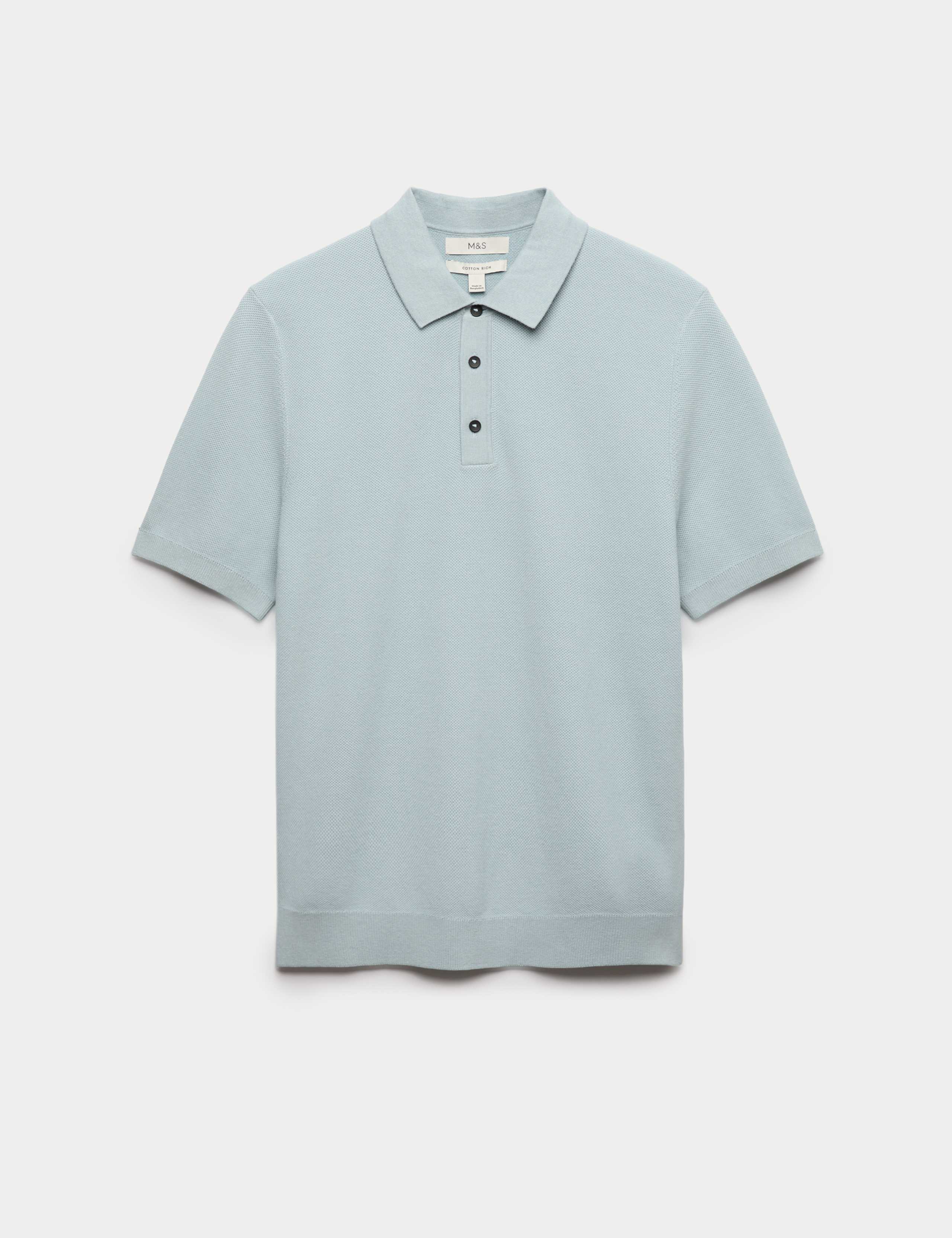 Cotton Rich Textured Knitted Polo Shirt 2 of 5