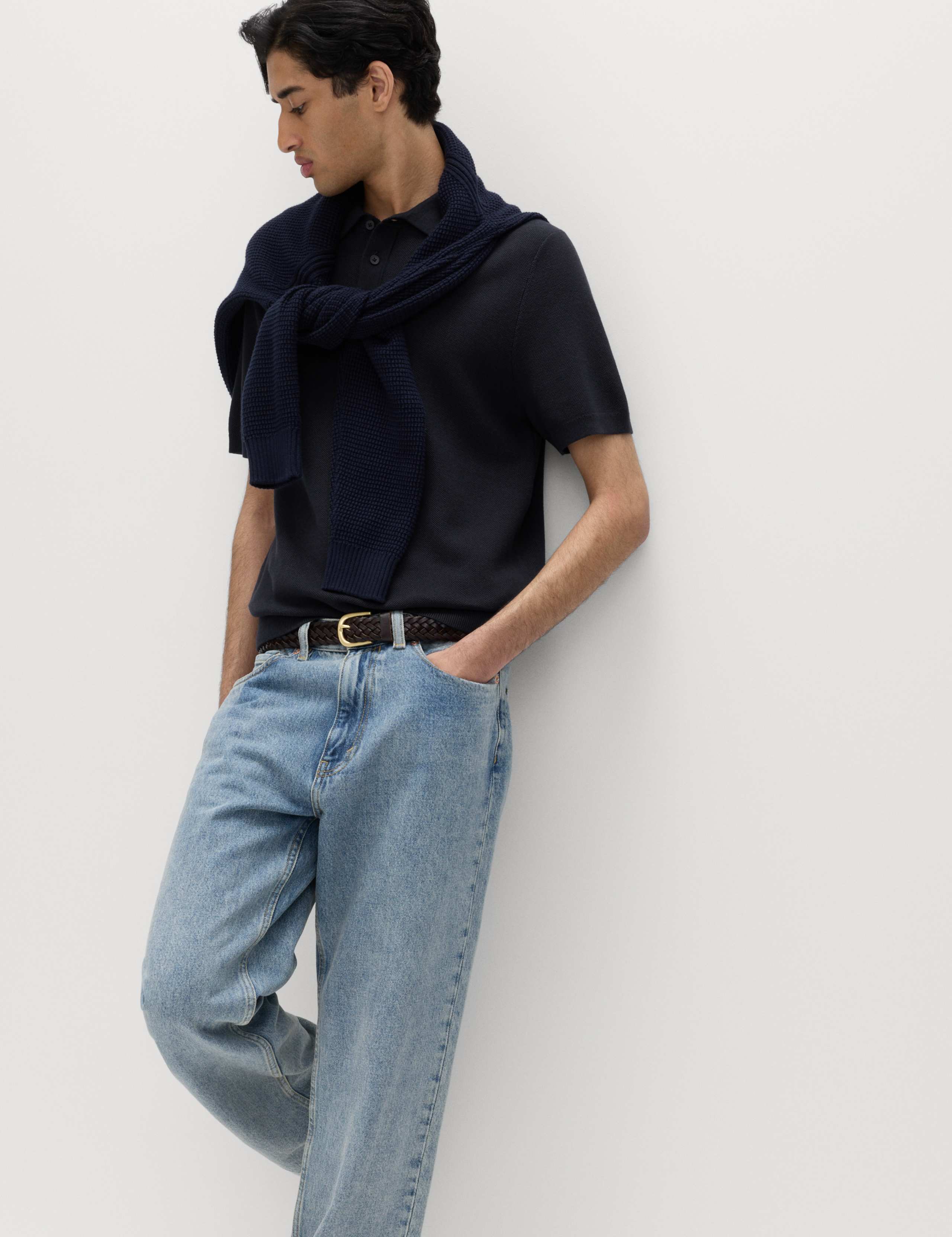 Cotton Rich Textured Knitted Polo Shirt 3 of 6