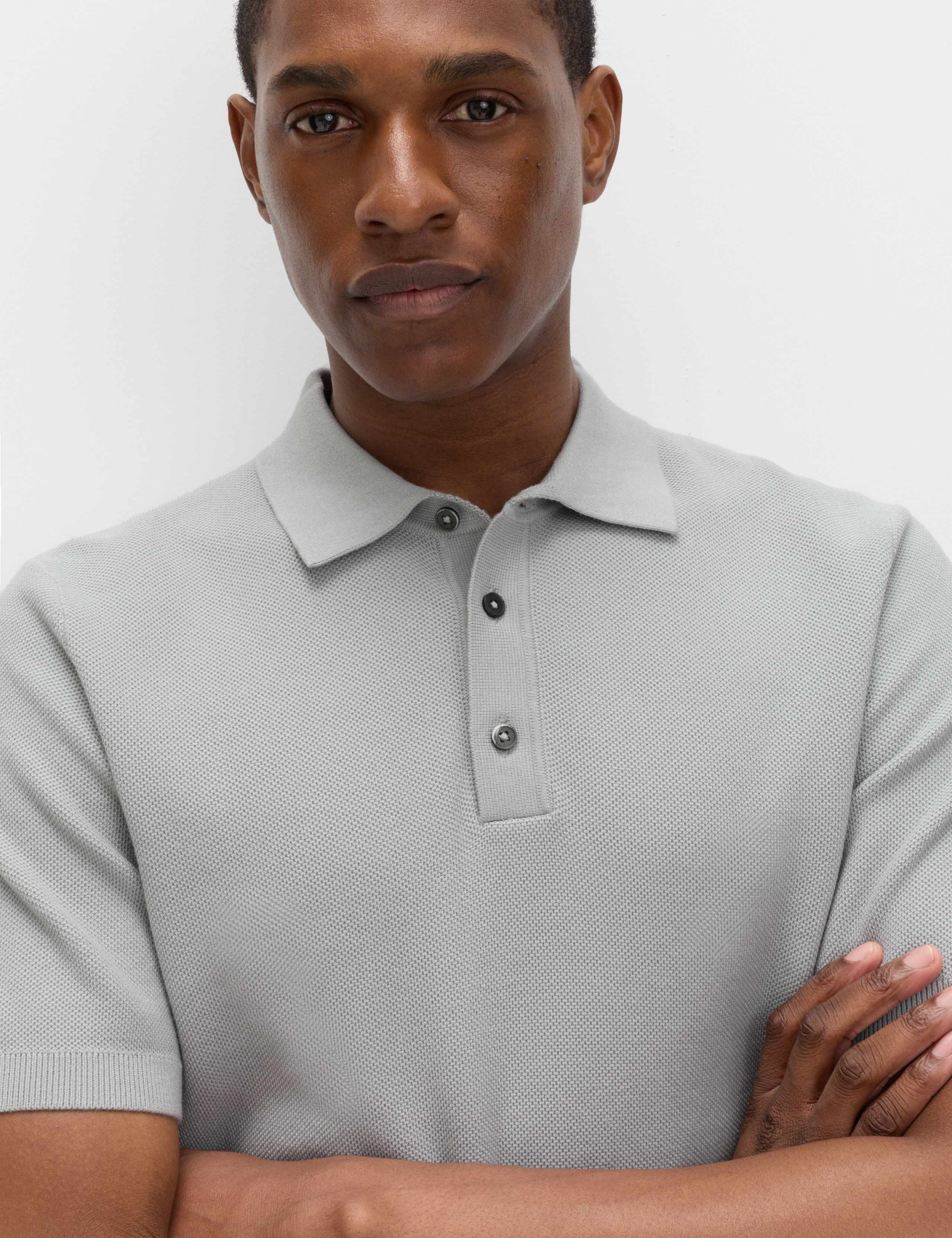 Cotton Rich Textured Knitted Polo Shirt 3 of 5