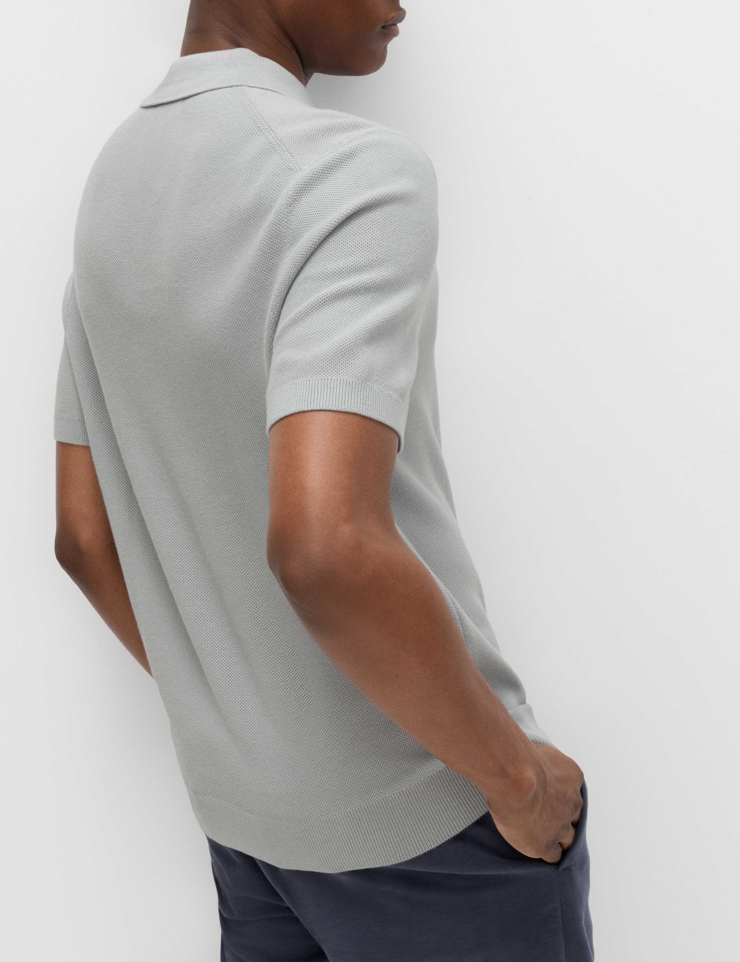 Cotton Rich Textured Knitted Polo Shirt 4 of 5