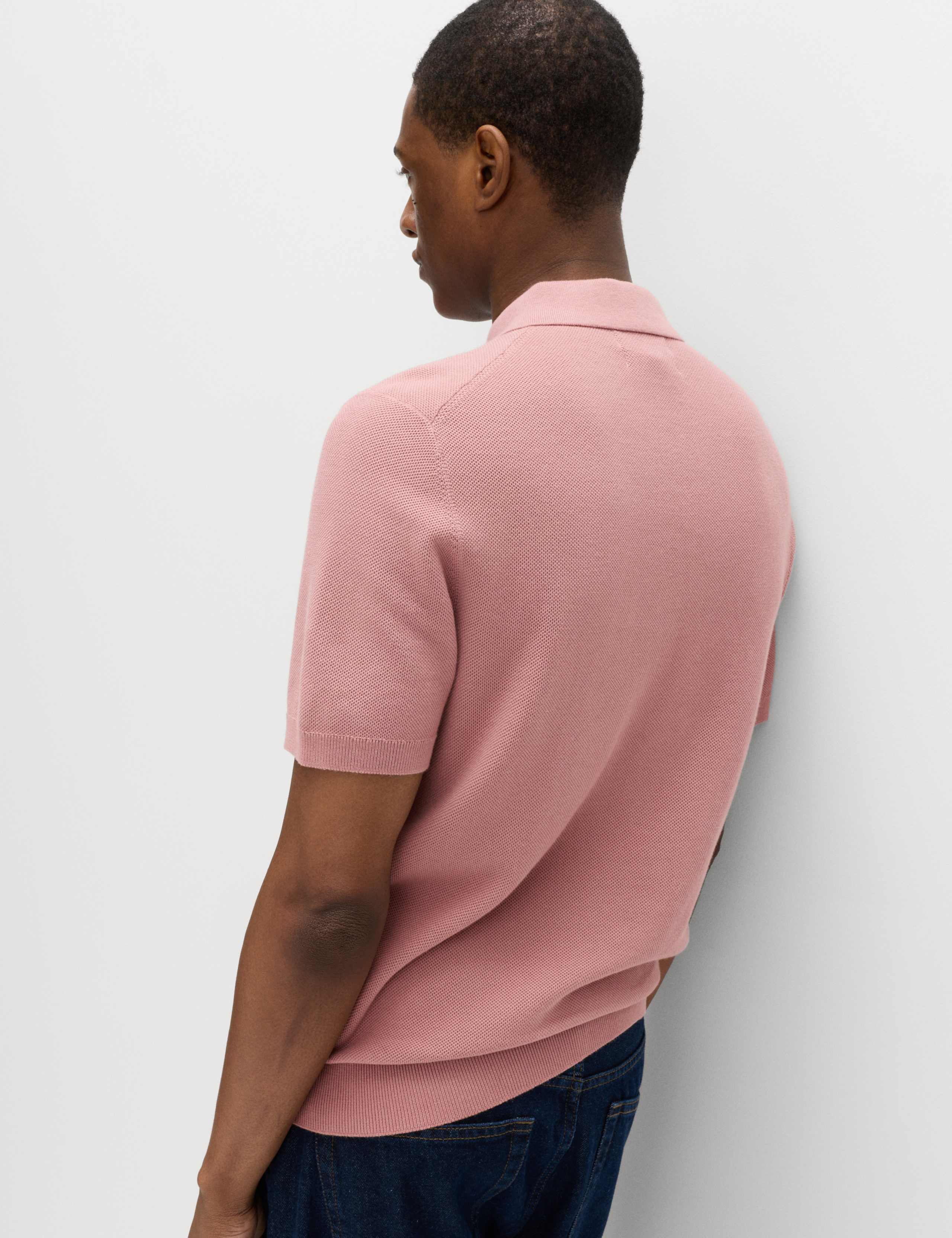 Cotton Rich Textured Knitted Polo Shirt 3 of 5