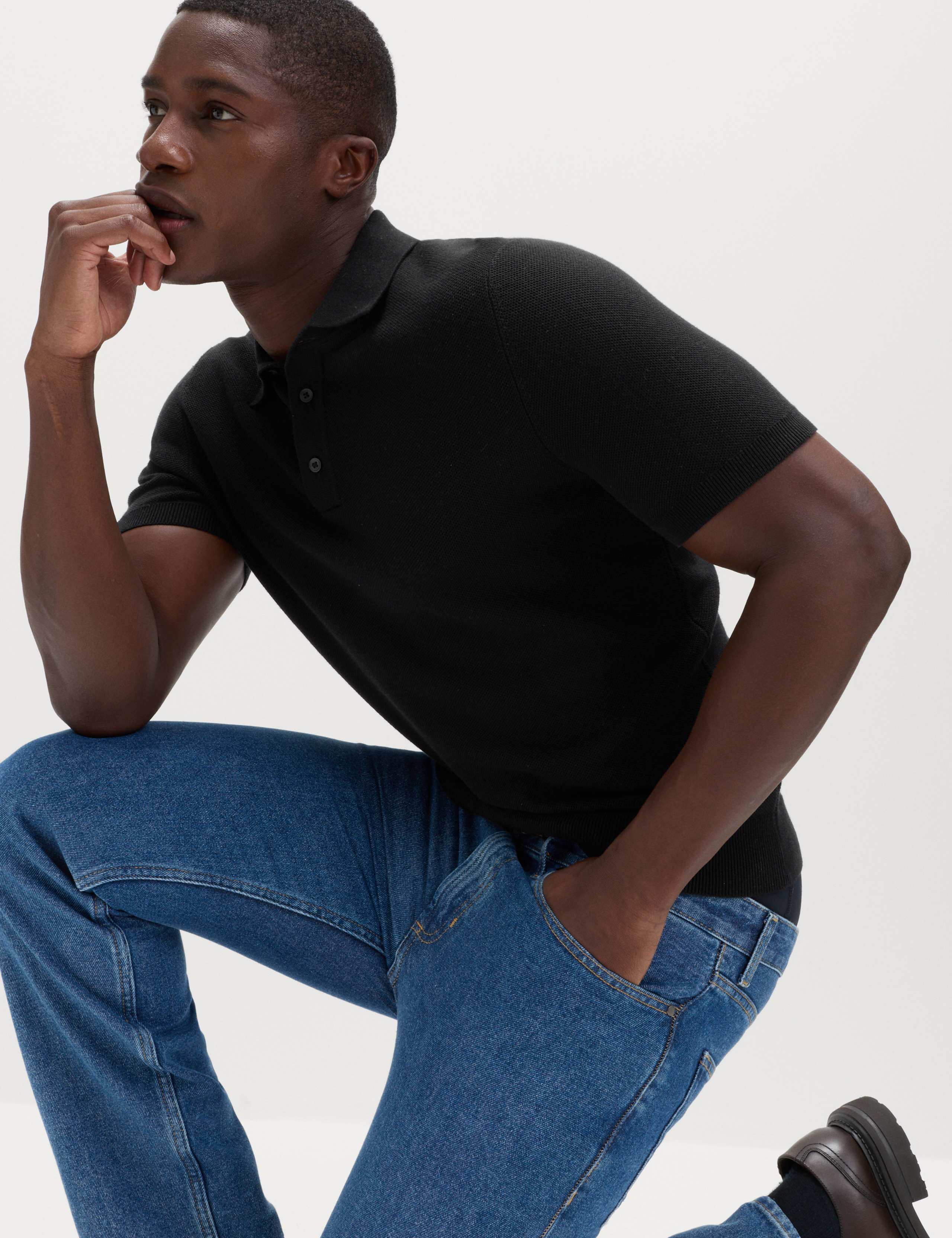 Cotton Rich Regular Fit Knitted Polo Shirt 6 of 6
