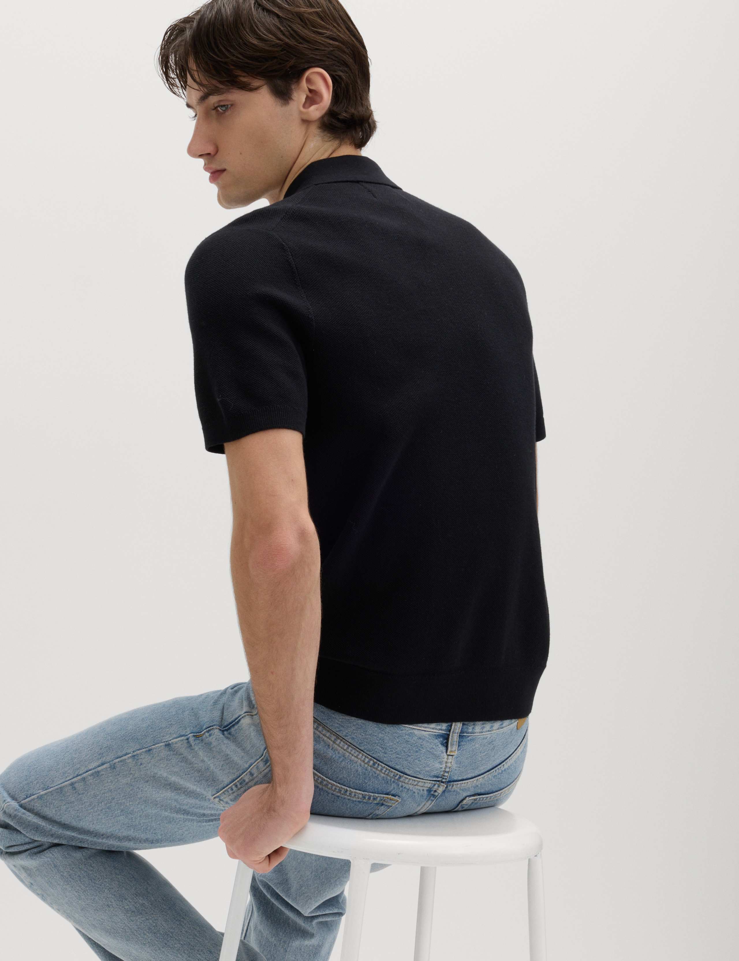 Cotton Rich Textured Knitted Polo Shirt 6 of 6