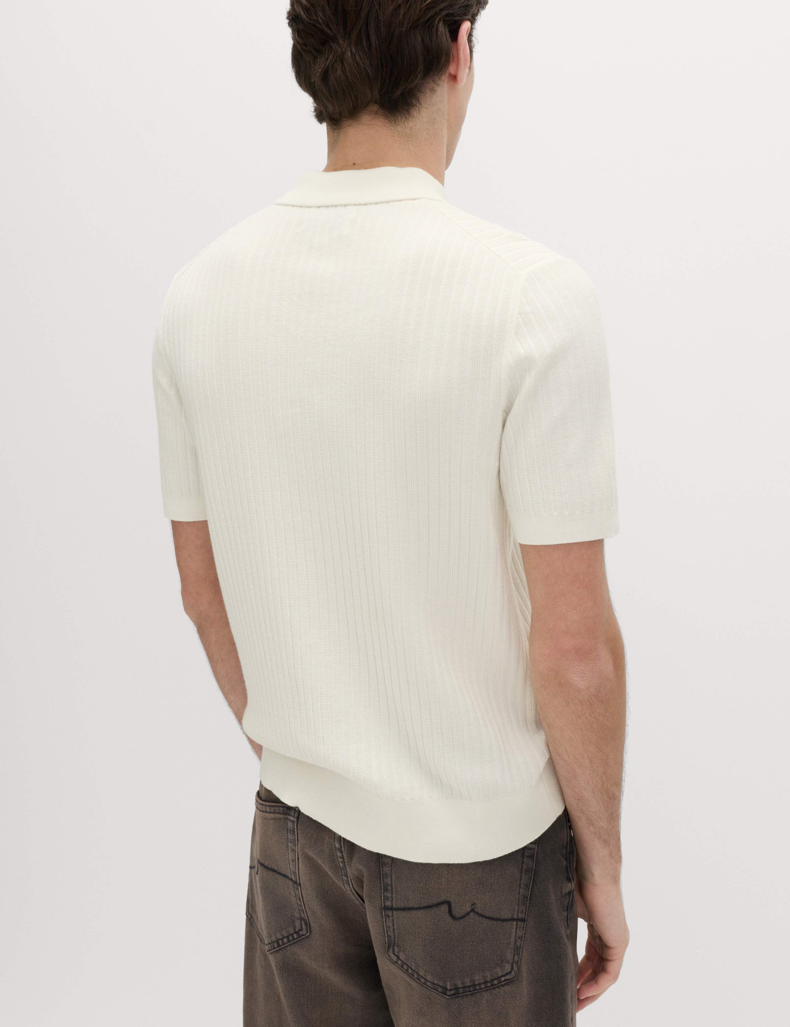 Cotton Rich Ribbed Knitted Zip Up Polo Shirt 5 of 5