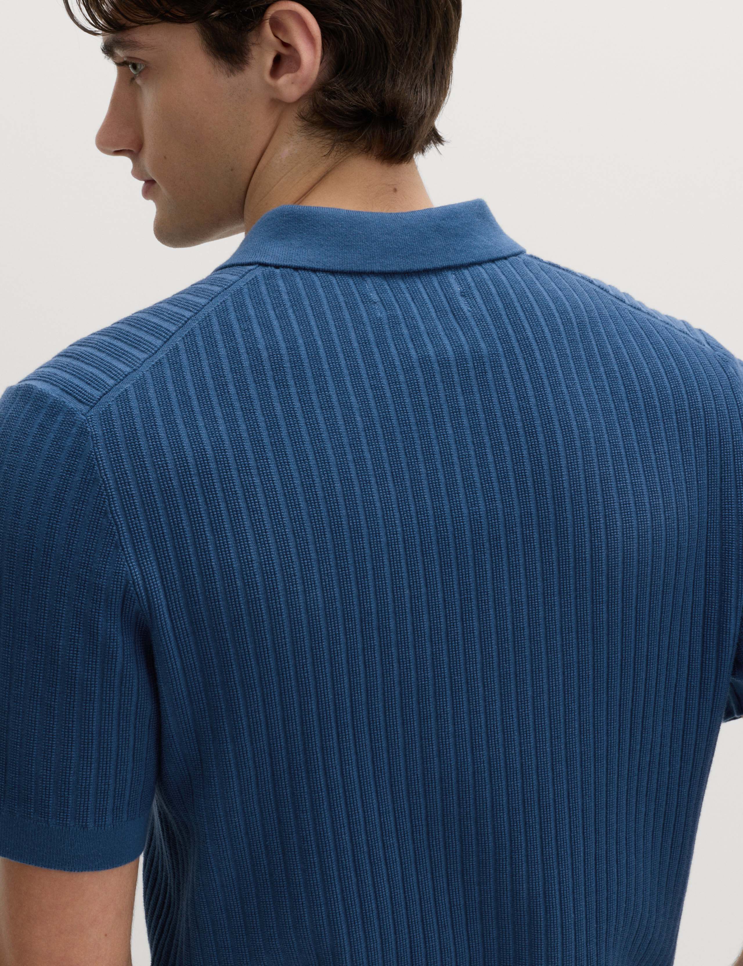 Cotton Rich Ribbed Knitted Zip Up Polo Shirt 6 of 6