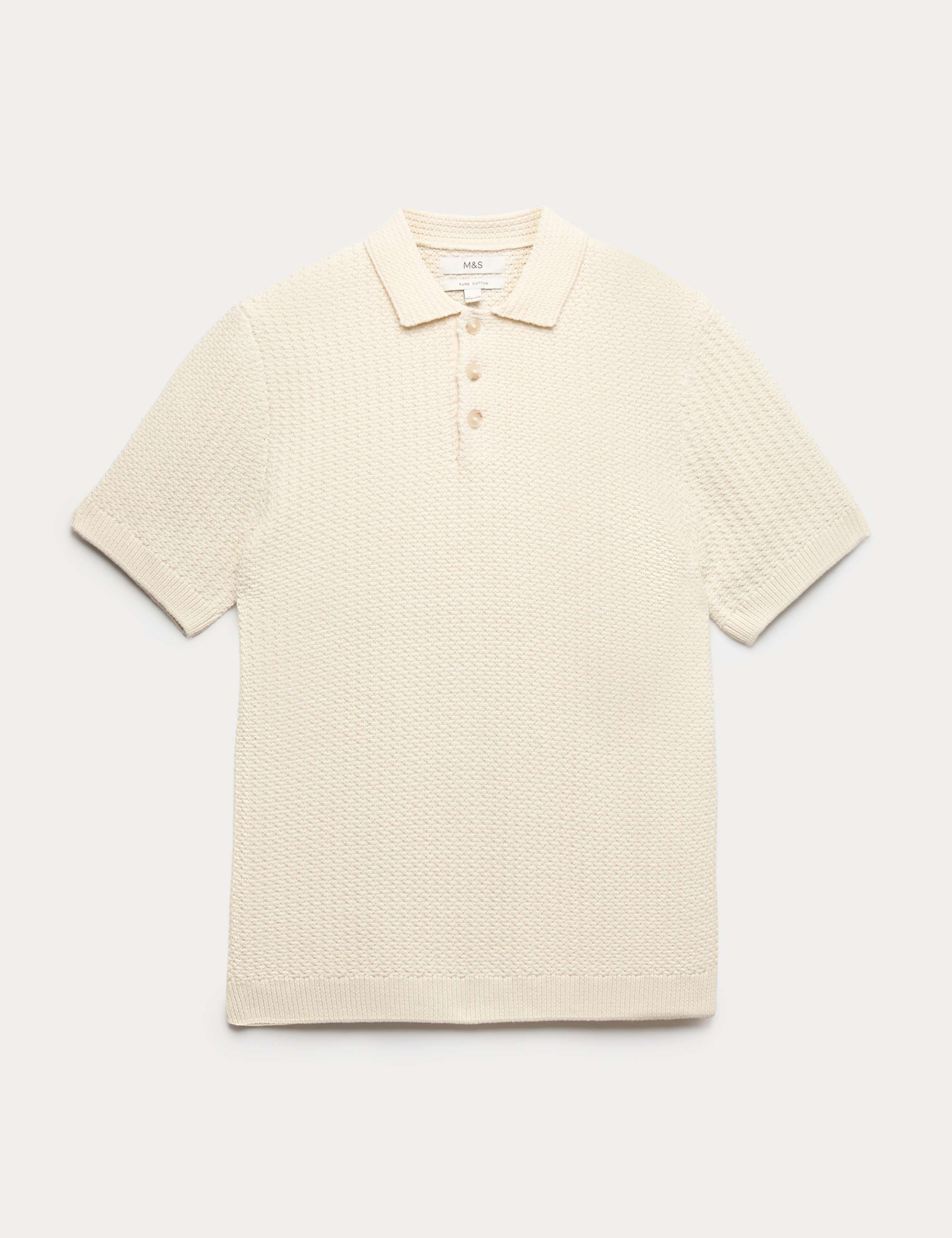 Pure Cotton Textured Knitted Polo Shirt 2 of 6