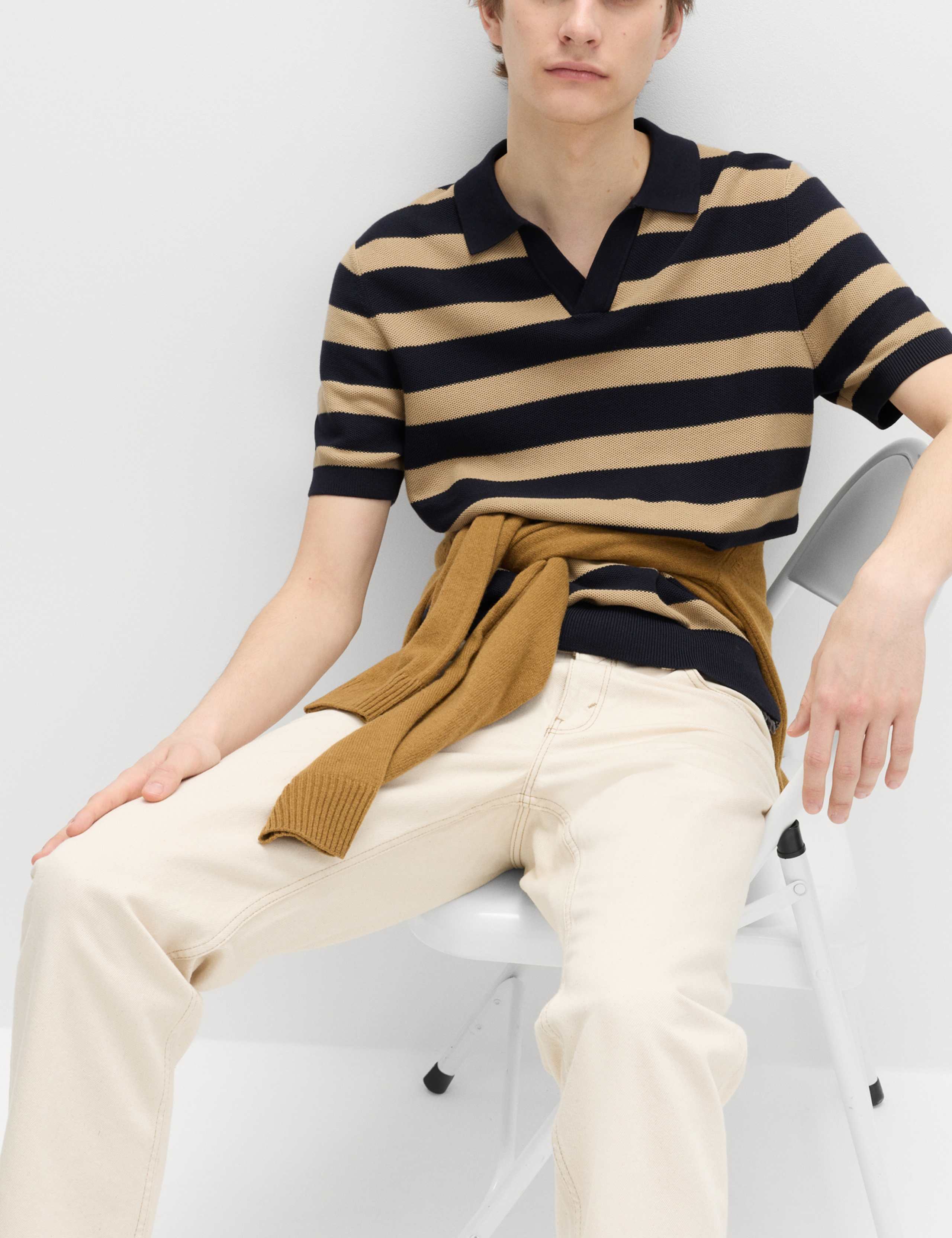 Pure Cotton Striped Knitted Polo Shirt 6 of 6