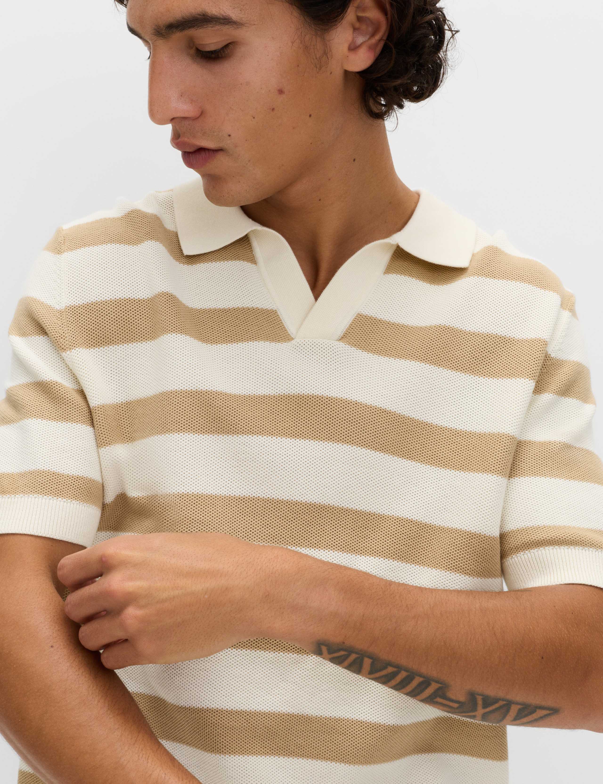 Pure Cotton Striped Knitted Polo Shirt 2 of 4