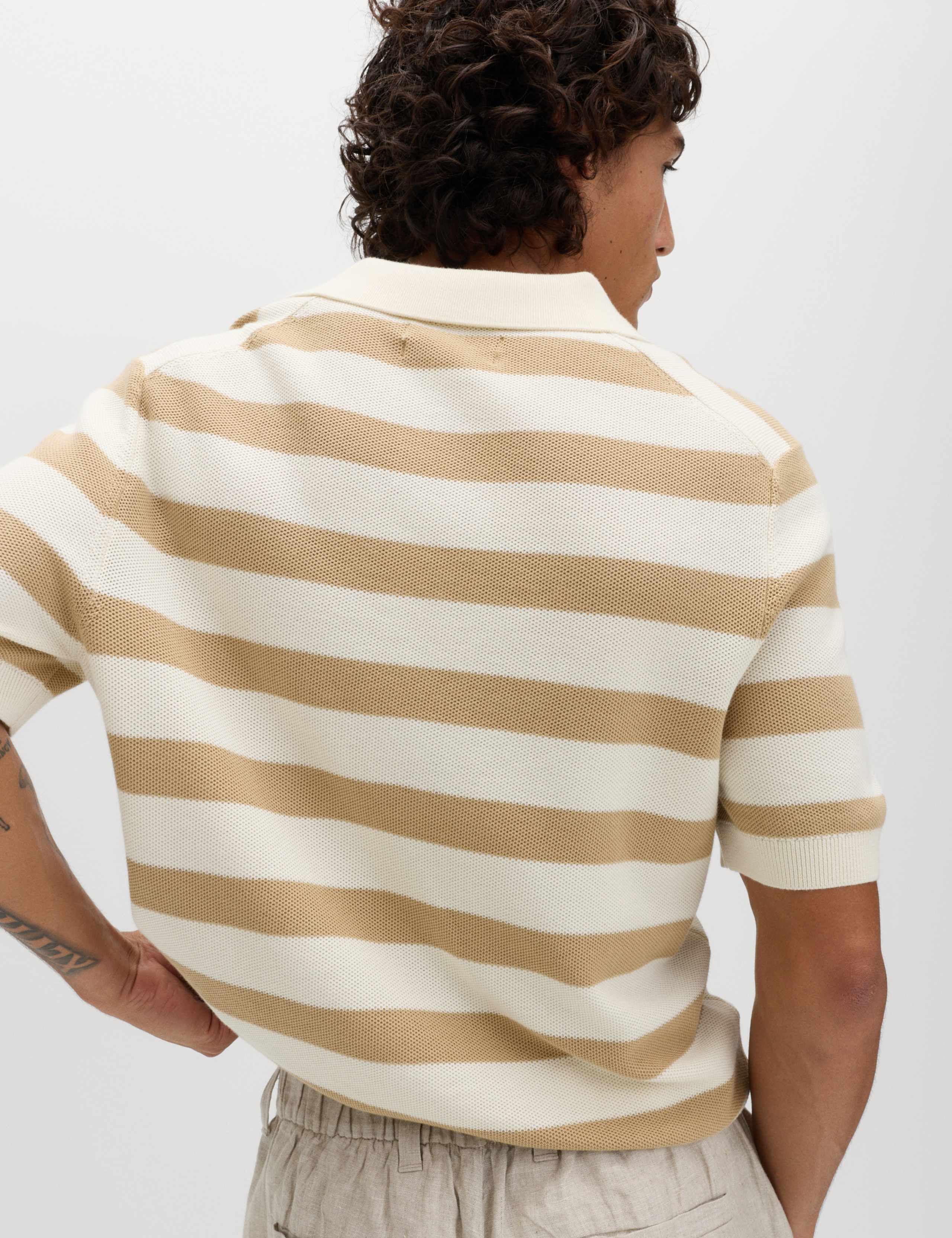 Pure Cotton Striped Knitted Polo Shirt 3 of 4