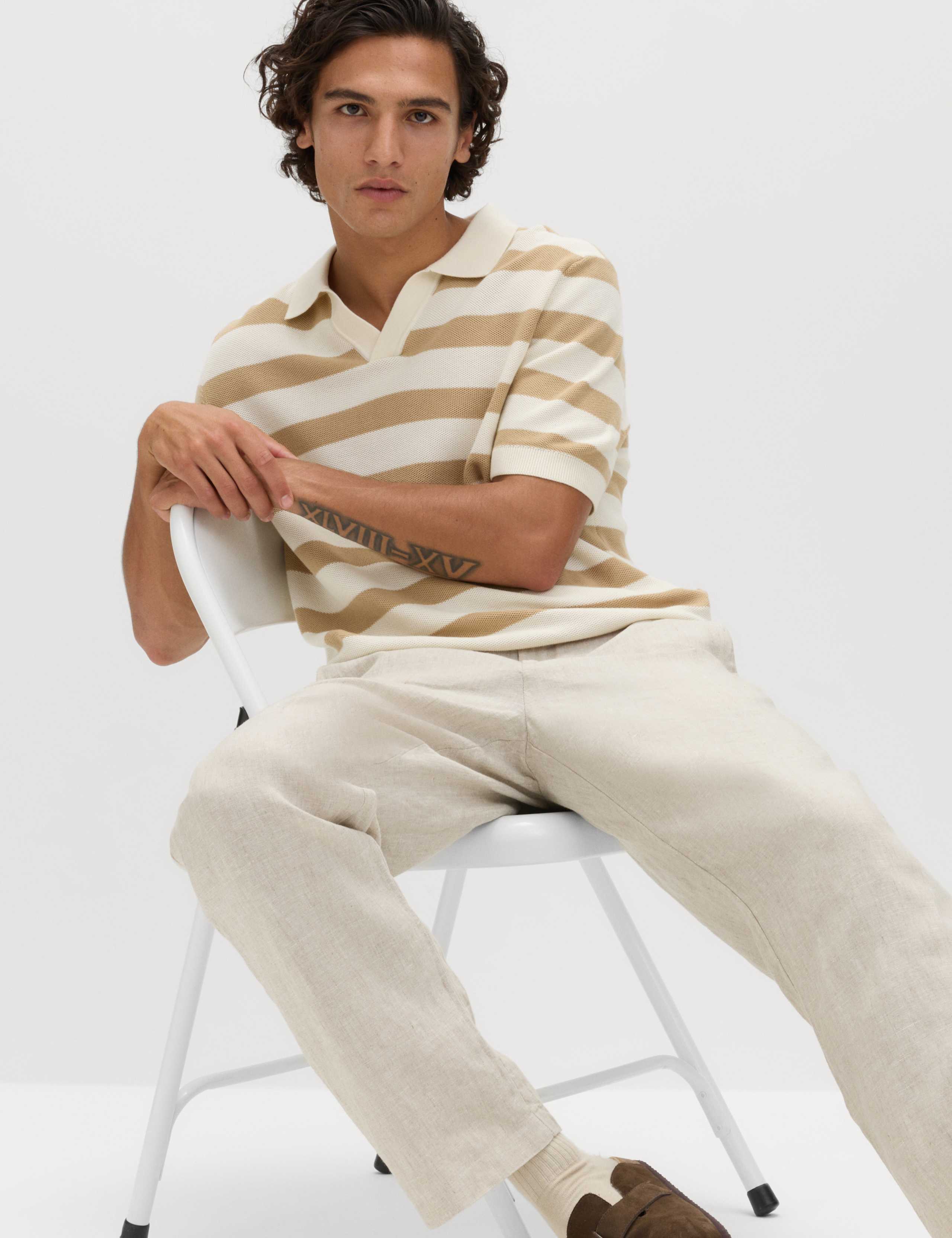 Pure Cotton Striped Knitted Polo Shirt 4 of 4