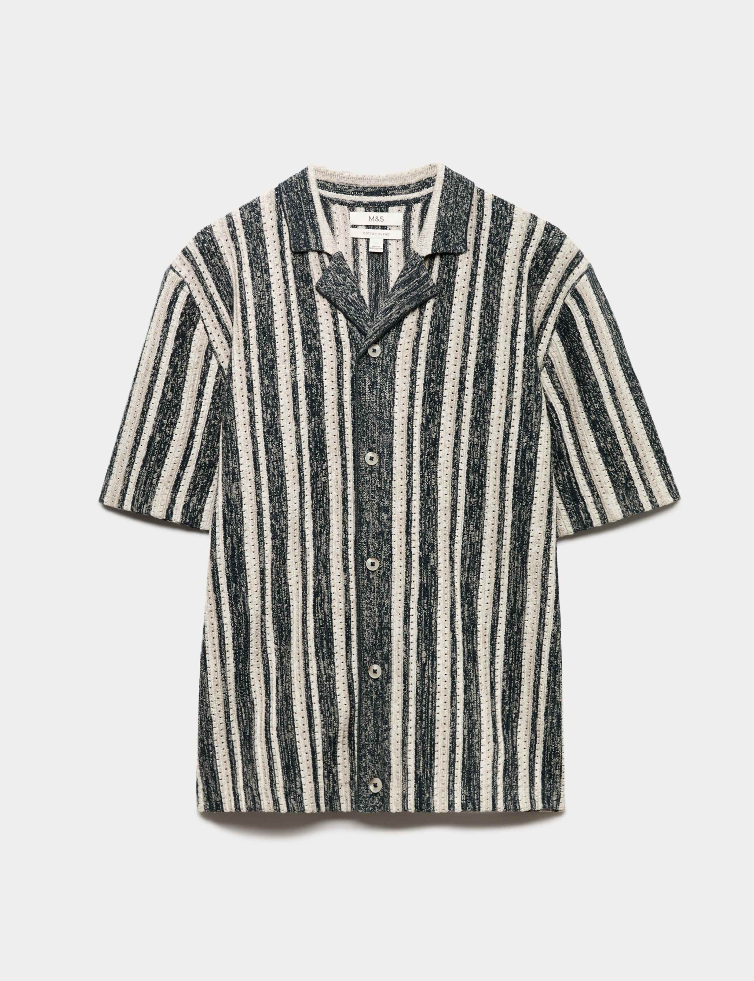 Cotton Textured Striped Knitted Polo Shirt 2 of 5