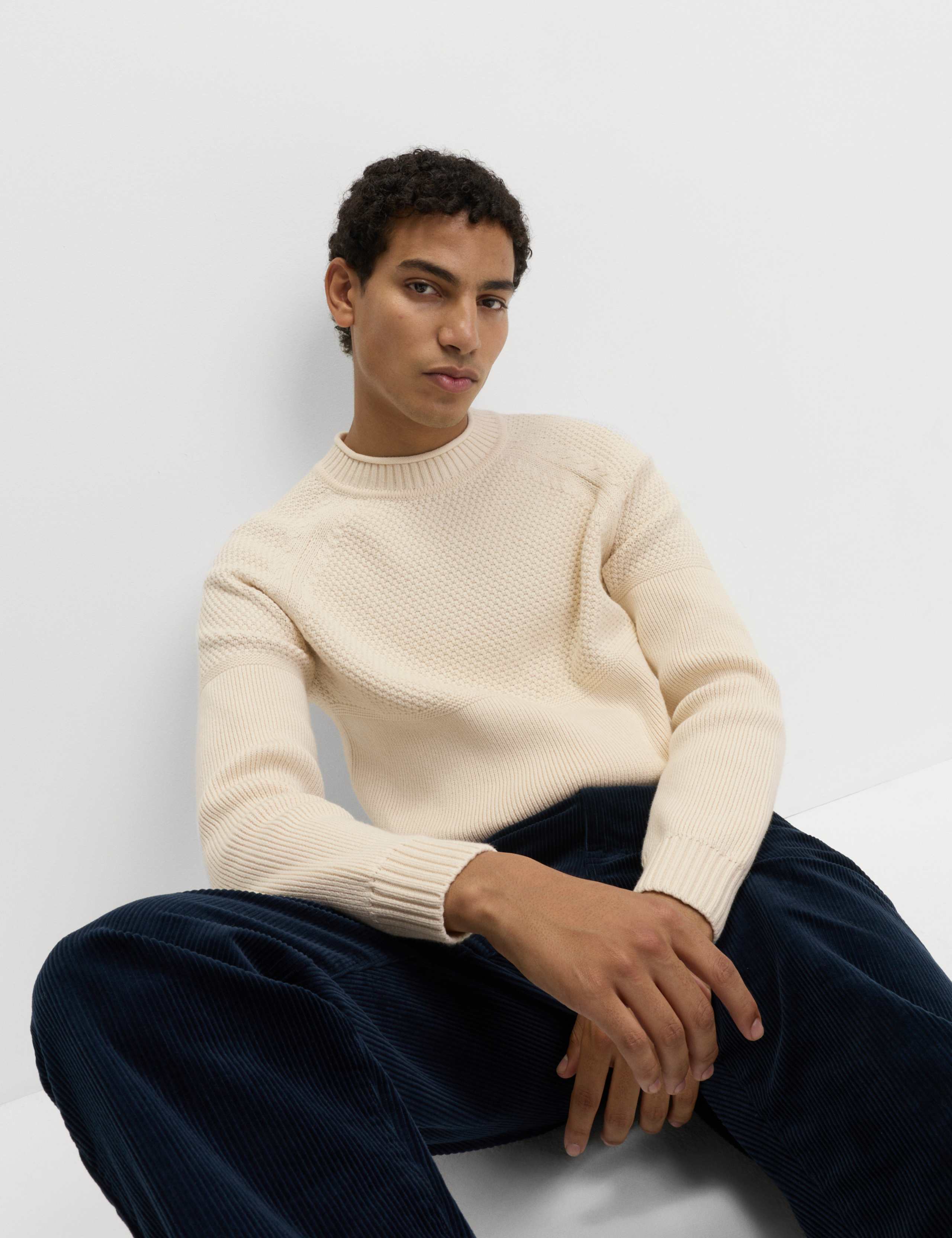 Cotton Rich Turtle Neck Jumper with Wool 1 of 5