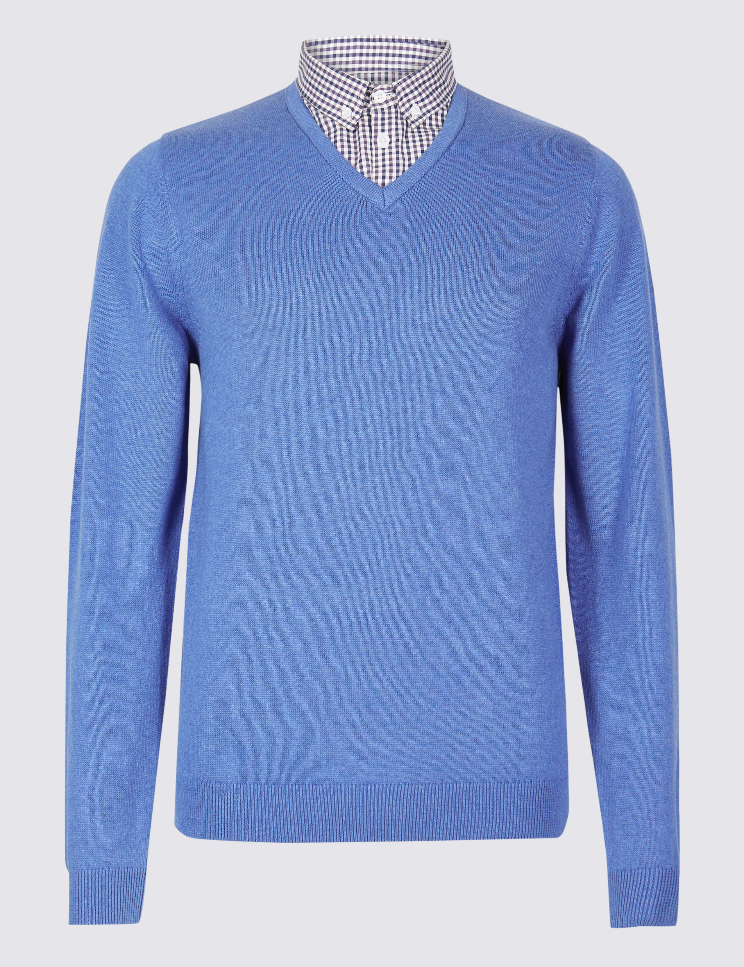 Pure Cotton Mock Shirt Jumper 2 of 5